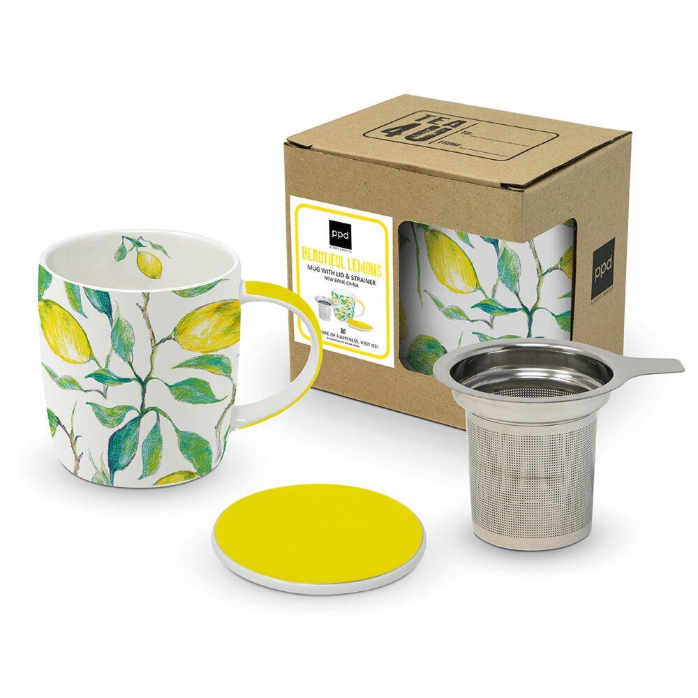 Becher Mug Lid & Strainer Beautiful Lemons 350 ml