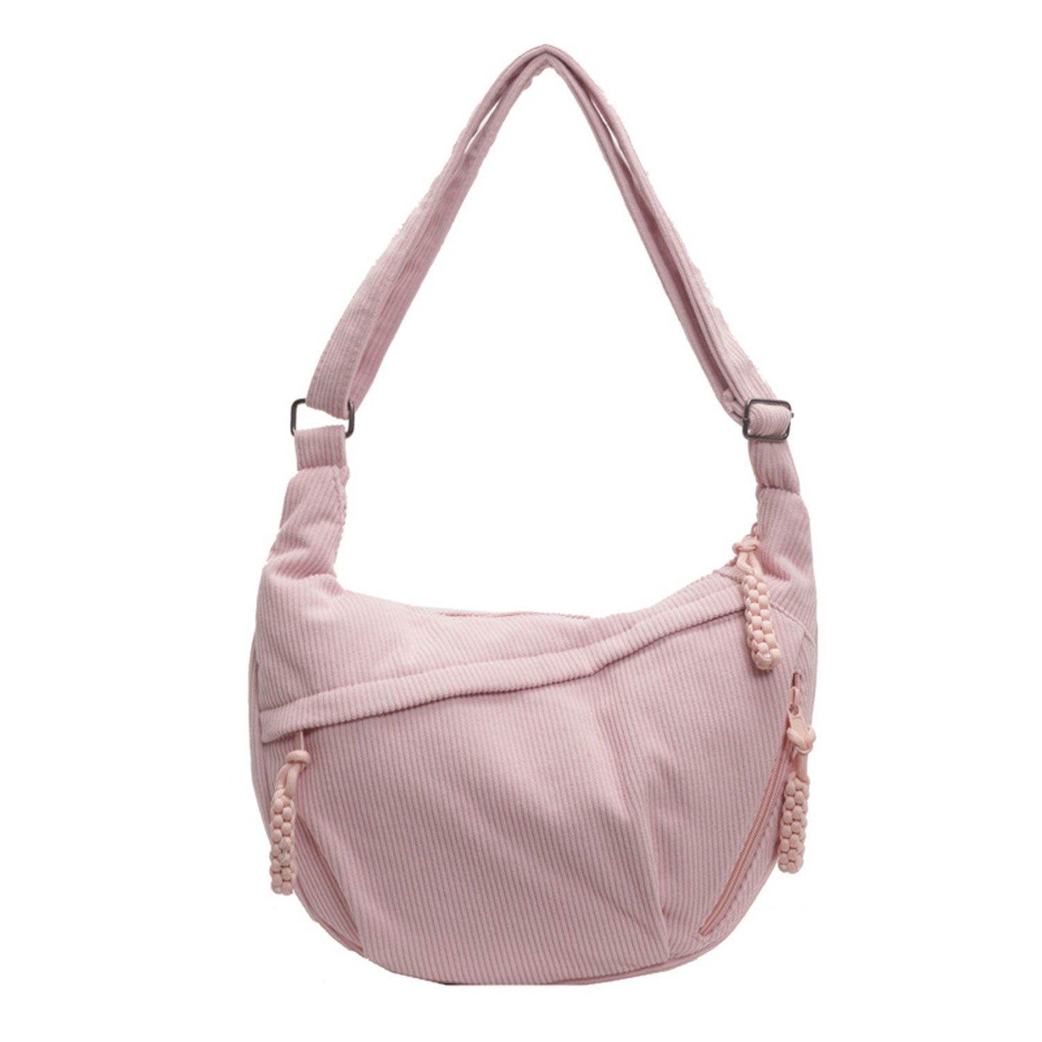 Refttenw Umhängetasche Halbmond Crossbody Bag Cord Hobo Tasche mit Reißverschluss, 35x22x7cm