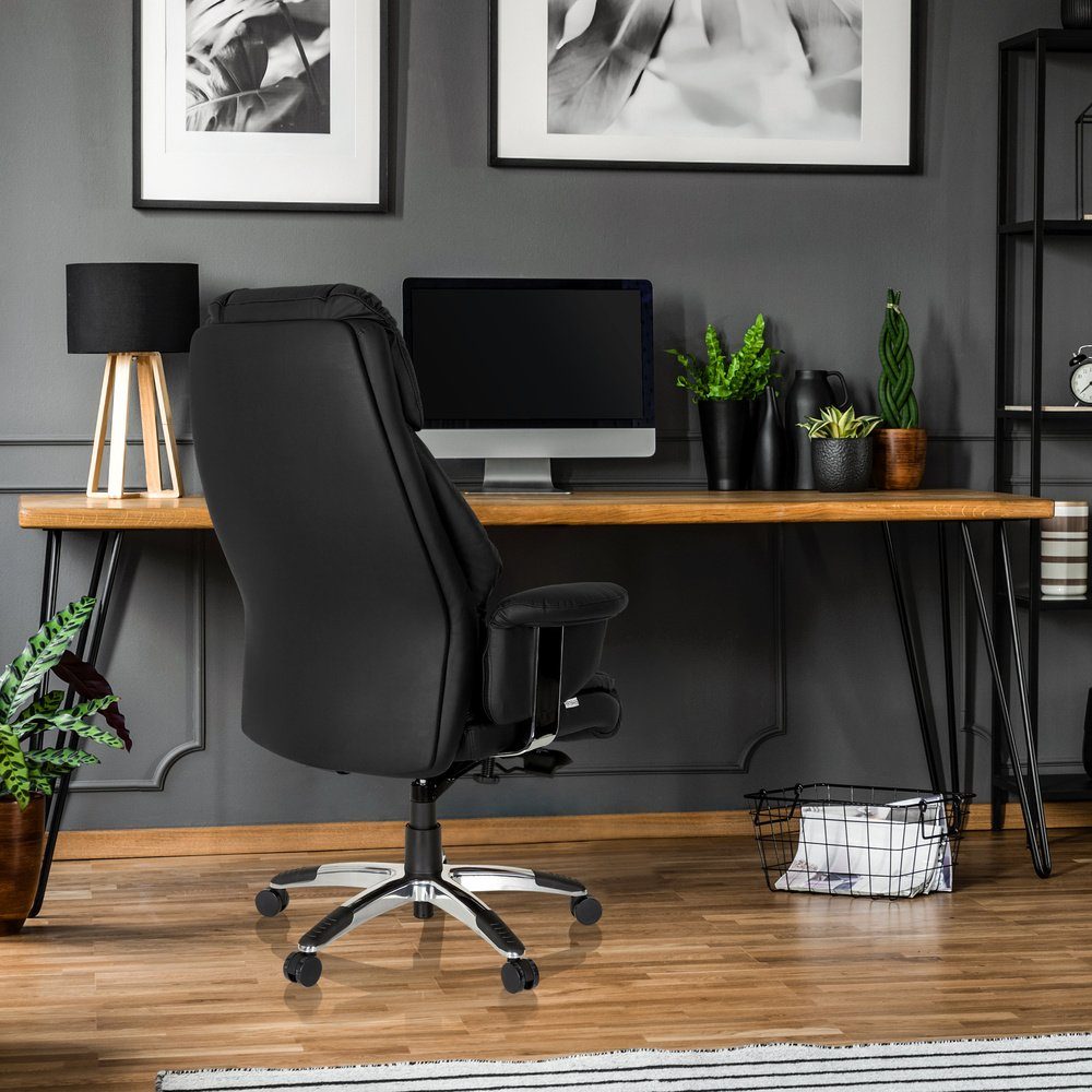 St), Luxus Kunstleder Schwarz mit OFFICE Armlehnen hjh Chefsessel ergonomisch Drehstuhl (1 Bürostuhl PRADO