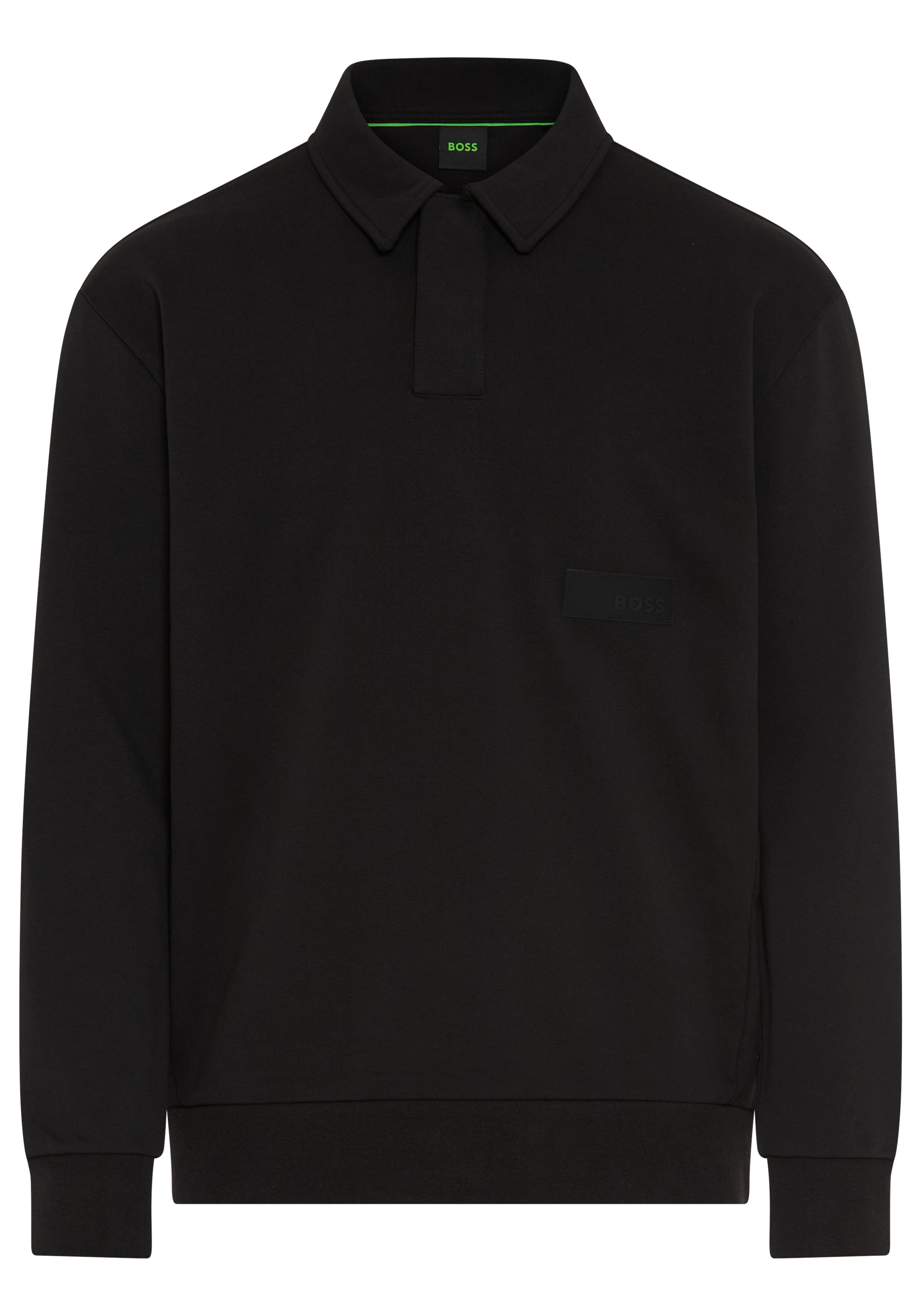 BOSS GREEN Sweatshirt Polokragen und verdeckte Knopfleiste, Relaxed Fit
