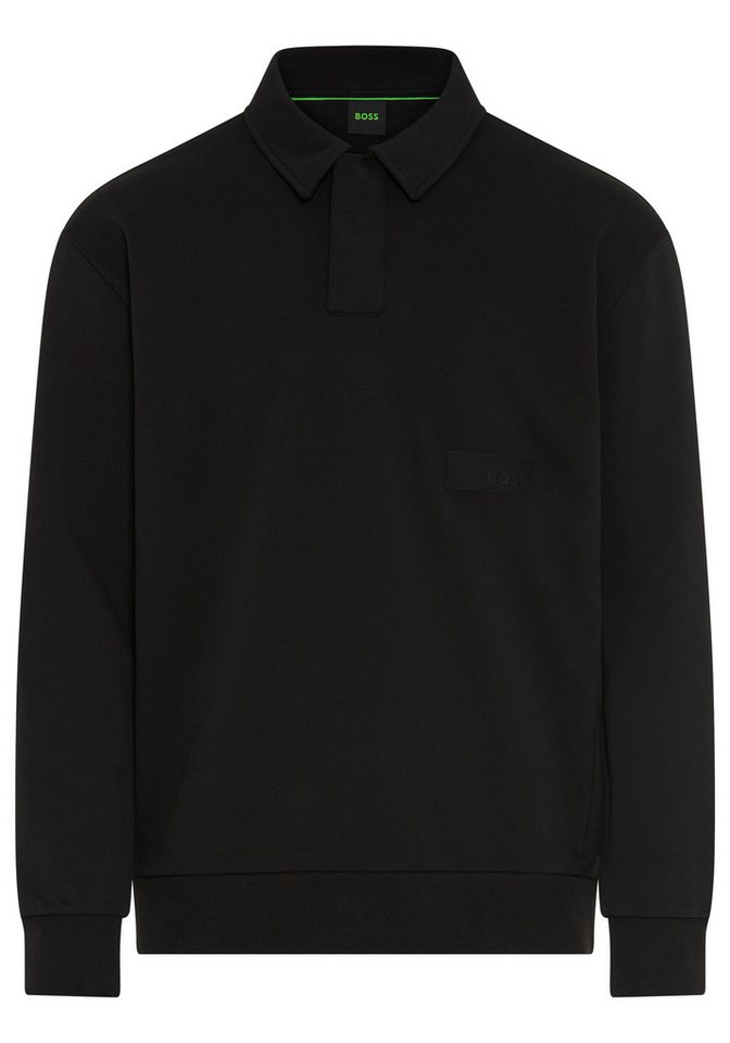 BOSS GREEN Sweatshirt Polokragen und verdeckte Knopfleiste, Relaxed Fit