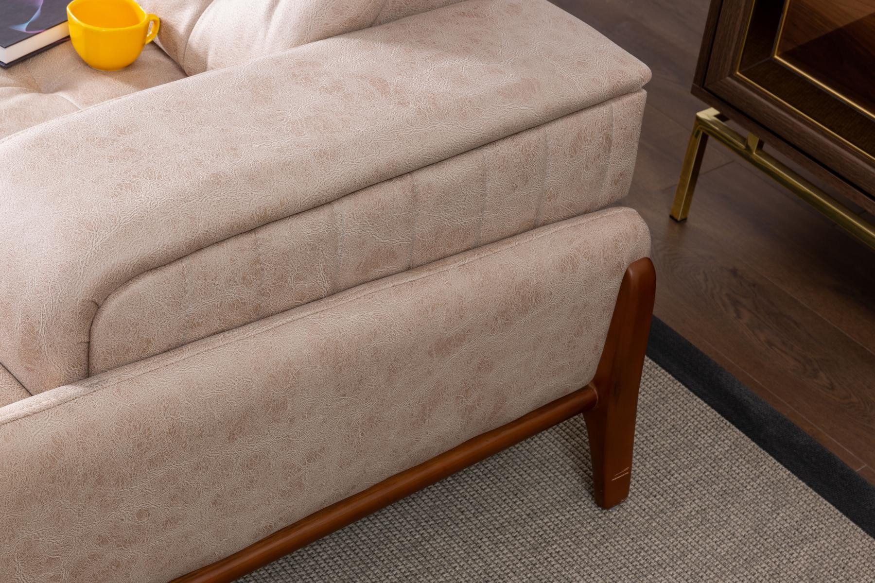 Xlmoebel 3-Sitzer Zeitgemäßes Sofa mit 3 Sitzen in Designer-Beige-Stil, 240 cm für das, 1 Teile, Hergestellt in Europa