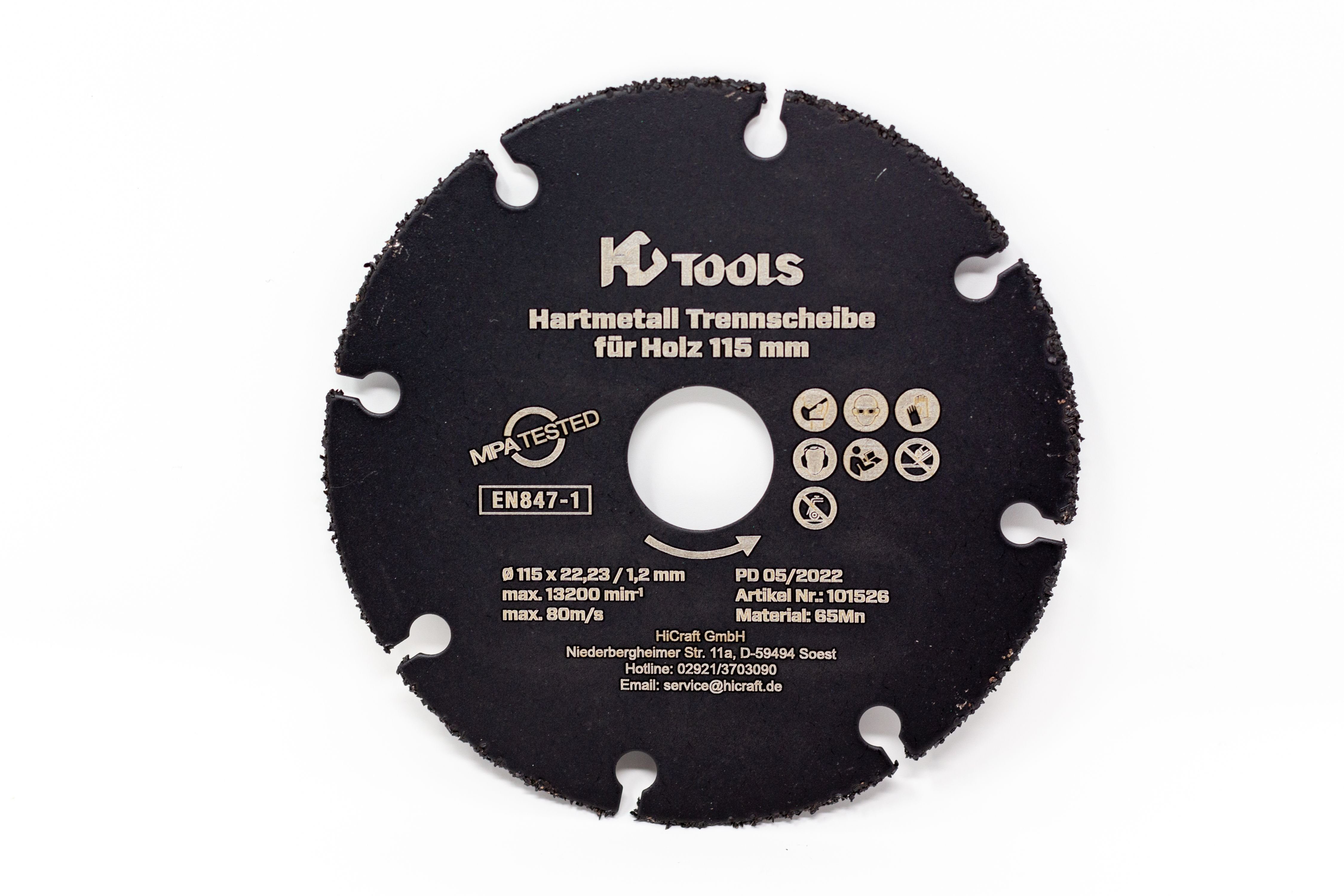 HC Tools Trennscheiben Hartmetall Trennscheibe, Ø 115 mm, (Set, 5-tlg), für Holz, Kunststoff, uvm., Standfest, gleichbleibender Schnitt | Trennscheiben