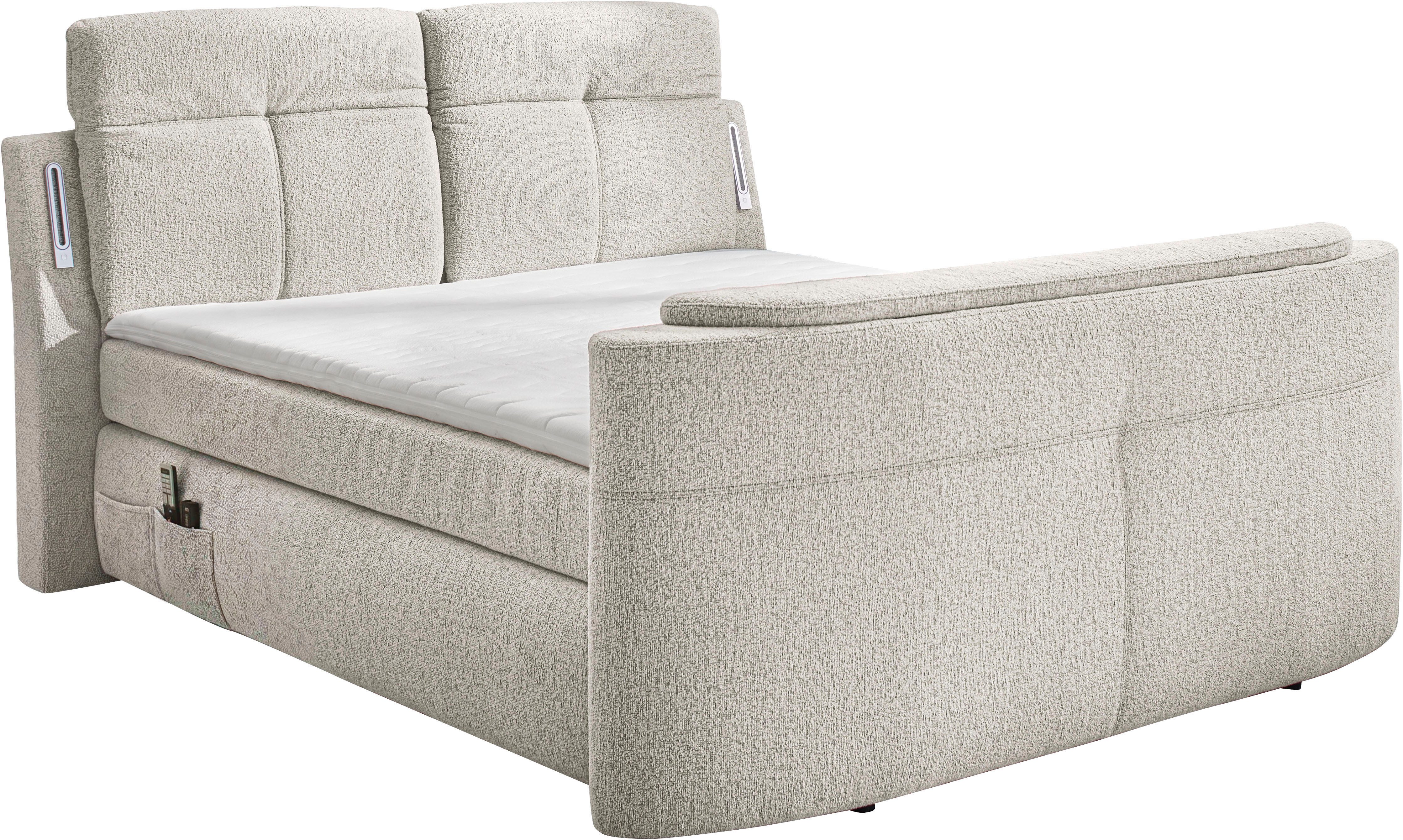Jockenhöfer Gruppe Boxspringbett Movie Star in der Größe 180x200cm, mit versenkbarem TV-Lift und Fernbedienung, verstellbare Kopfstützen