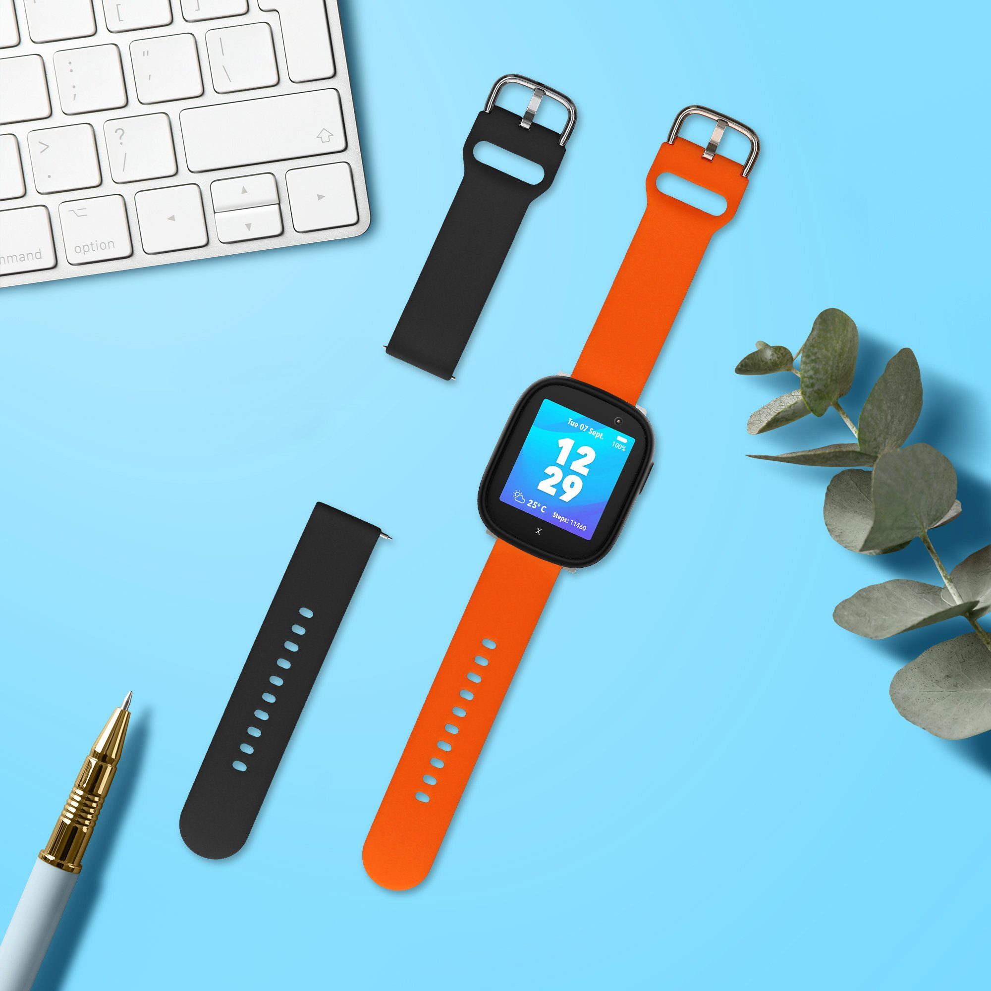 kwmobile 2x Band für Xplora X6 Play Smartwatch, 2-tlg., Silikon Fitnesstracker Ersatz Sportarmband - Größe S