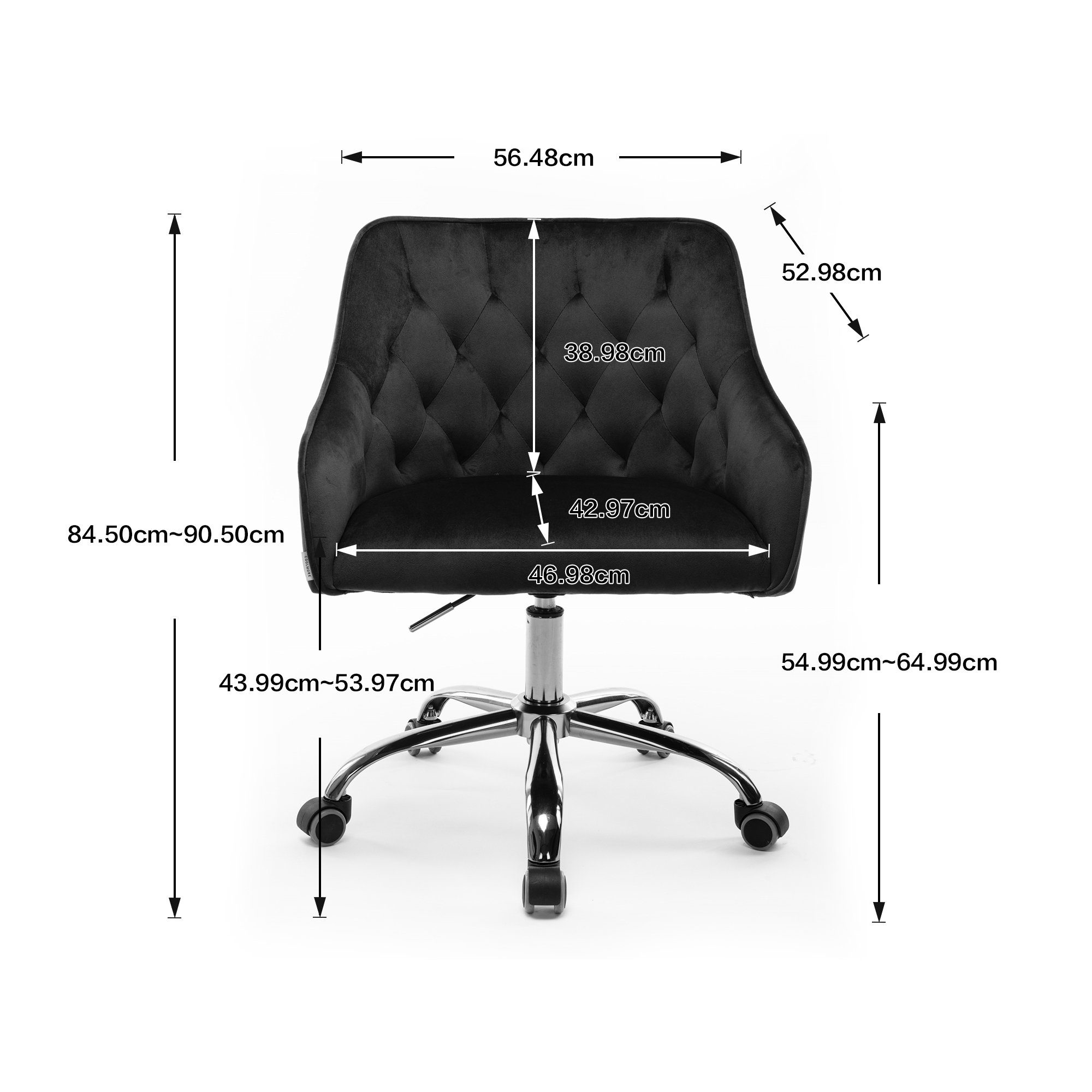 OKWISH Stuhl Samt Bürostuhl, Stoff-Schreibtischstuhl schicker (360° Stuhl, drehbar, Bürostuhl hübscher grün goldener höhenverstellbar), Schminkstuhl