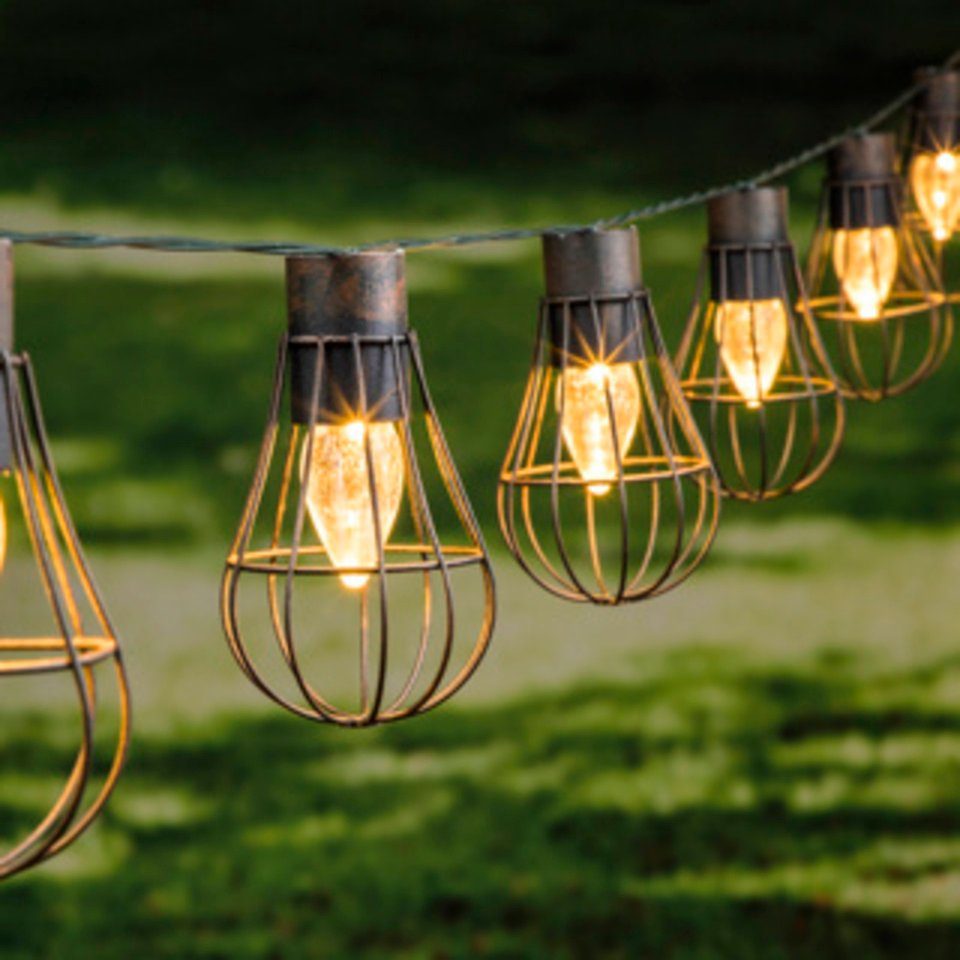 HI LED-Lichterkette LED Solar Lichterkette mit 10 Lampen Gesamtlänge: ca. 3,8m