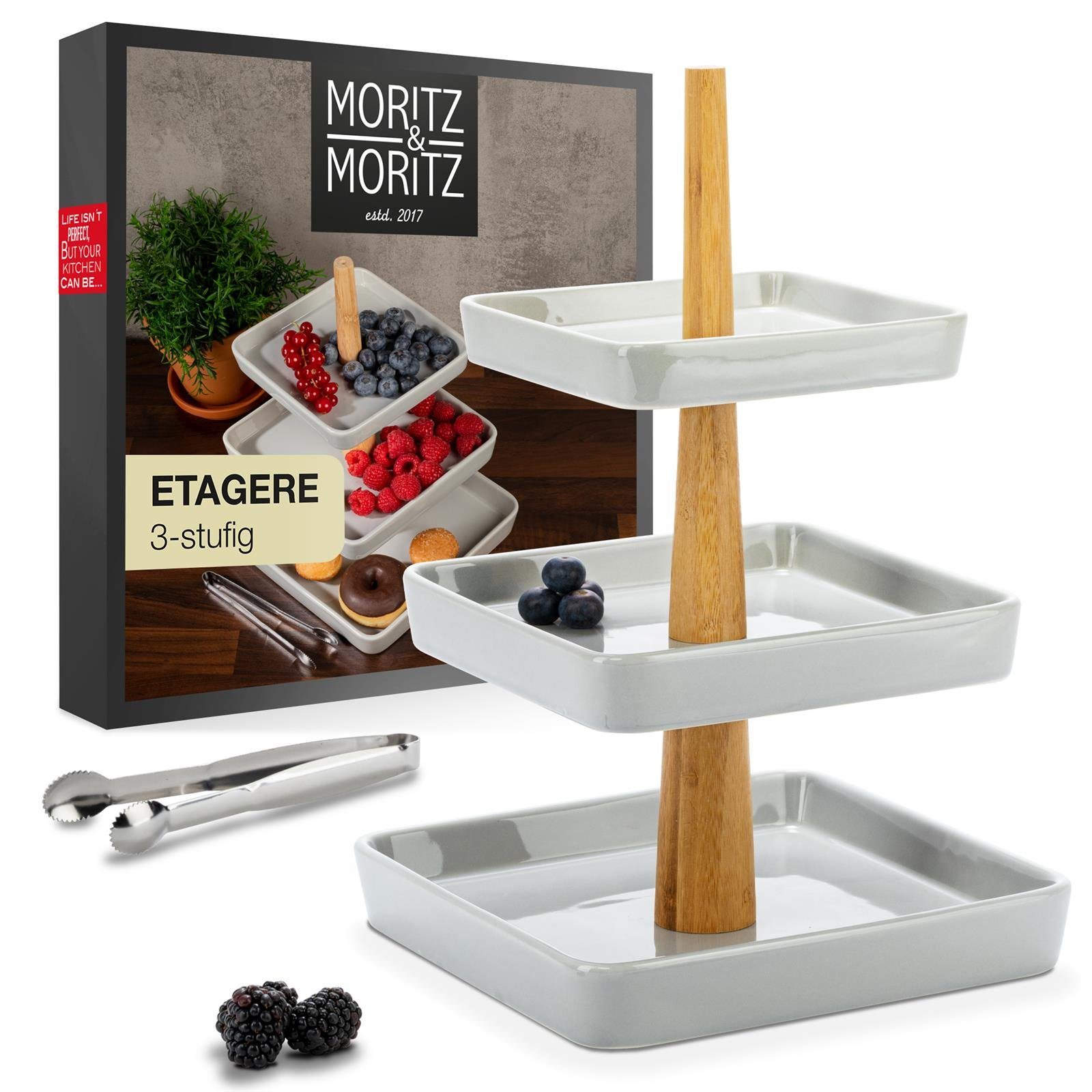 Moritz & Moritz Etagere Obst Etagere, Porzellan, (3 Etagen), Perfekt als Obstschale für Obst Aufbewahrung, Muffins und Cupcakes