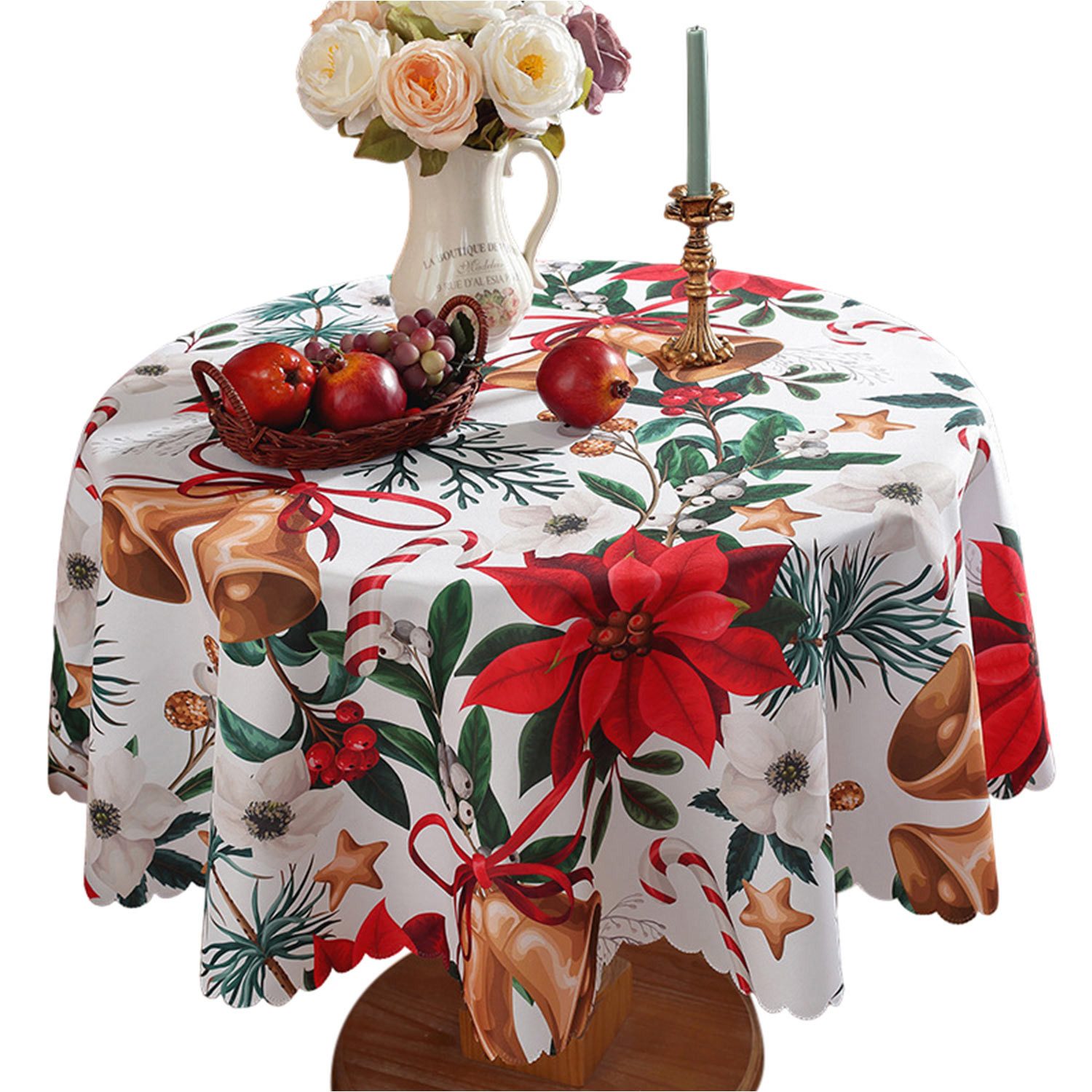 Tischdecke 120cm/150cm Runde Weihnachtstischdecke für Weihnacht Party Dekoration