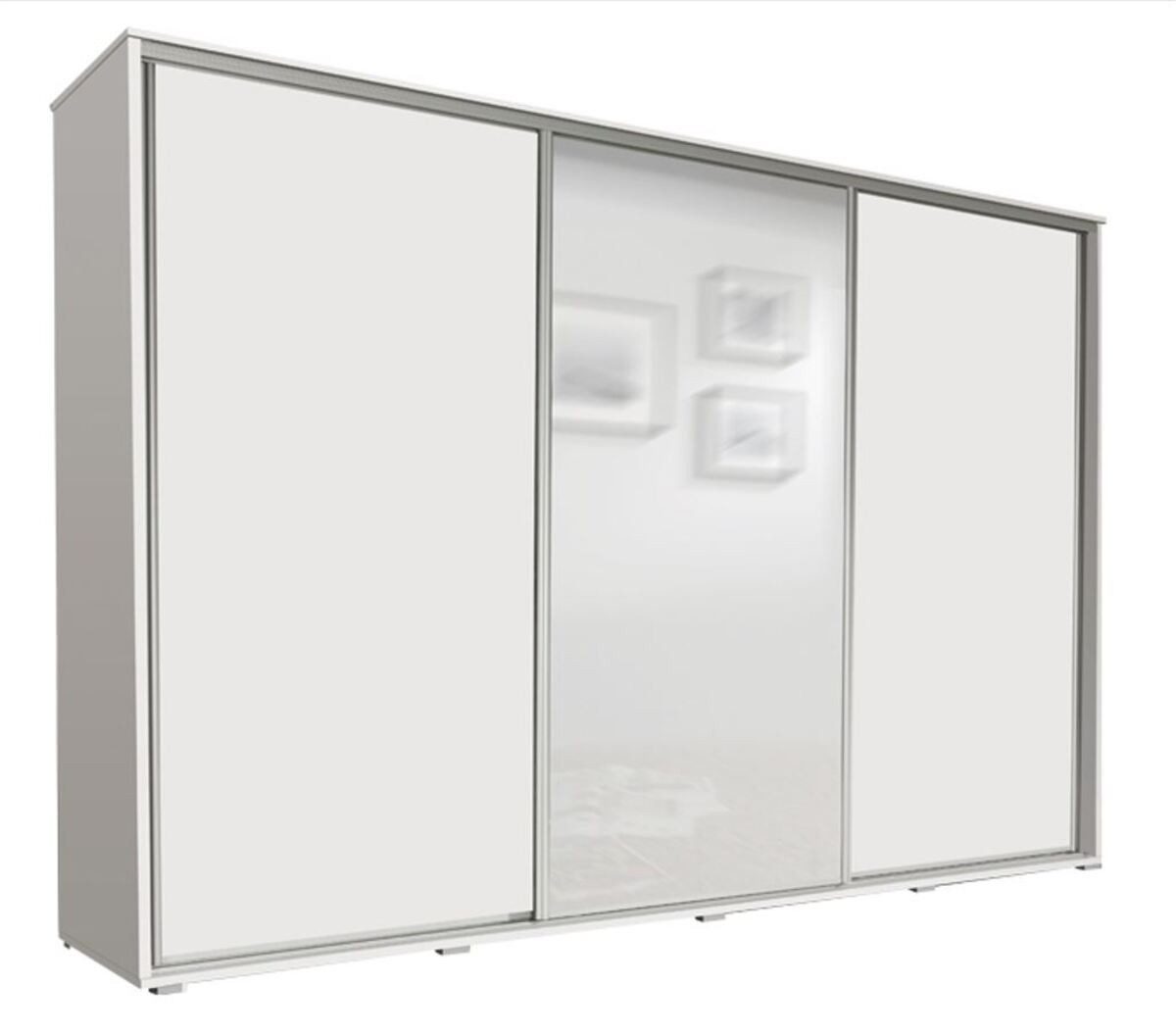 MOEBLO Kleiderschrank MONACO (mit Spiegel, Schwebetürenschrank 3-türig Schrank Garderobe Schiebtüren Schlafzimmer) -(BxHxT):255x215x66 cm