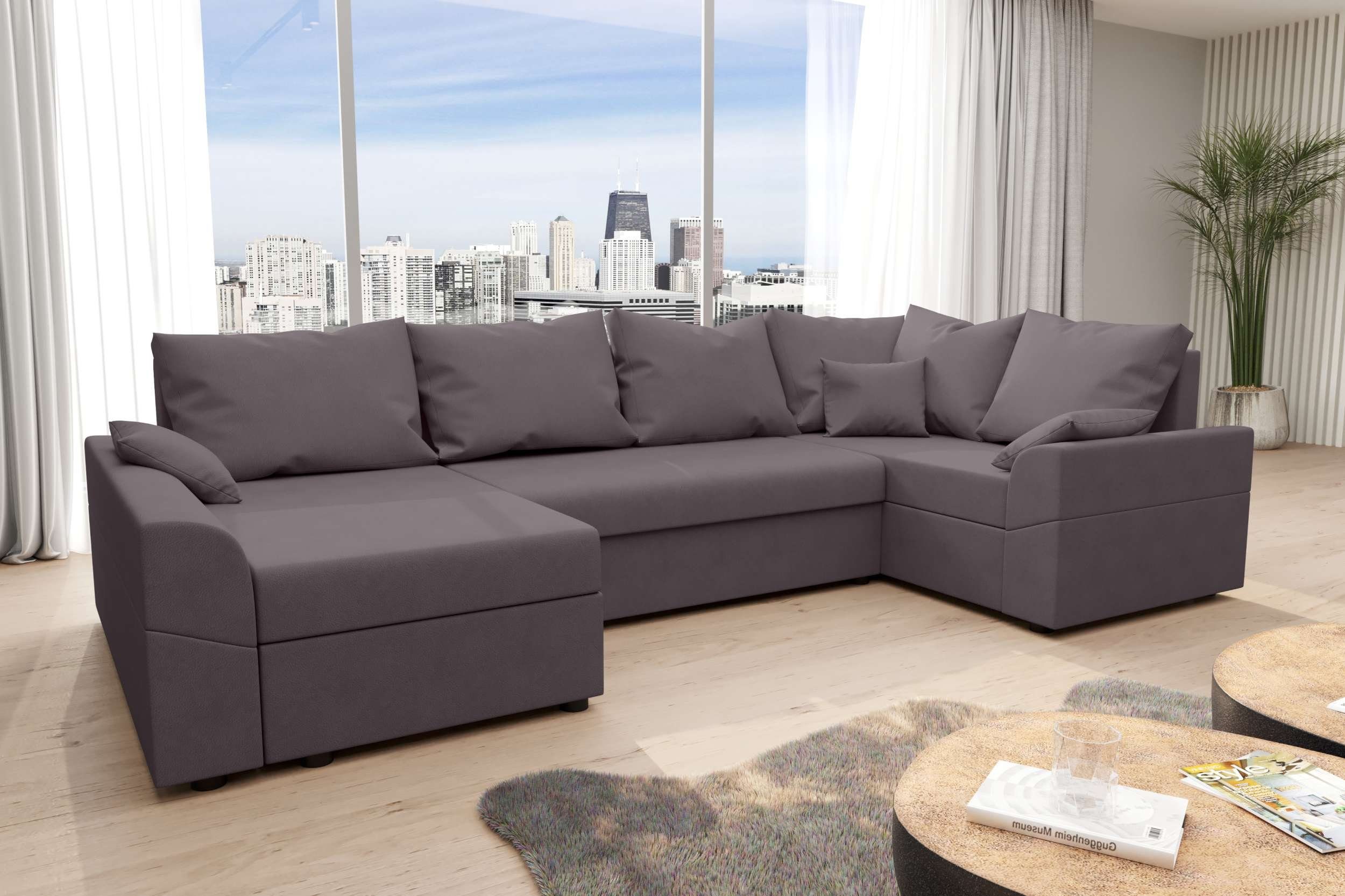 Eckcouch, U-Form, Sofa, Bettkasten, Bailey, mit Design mit Stylefy Bettfunktion, Modern Sitzkomfort, Wohnlandschaft