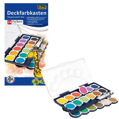 Idena Farbkasten Idena 22064 - Deckfarbkasten mit 24 Farben und 1 Tube Deckweiß, ideal