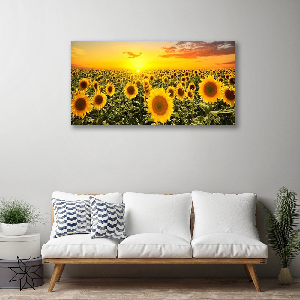 Tulup Leinwandbild XXL Wandbilder Leinwandbilder Bilder Canvas Bild 100 cm x 50 cm, Sonnenblumen, Leinwandbild