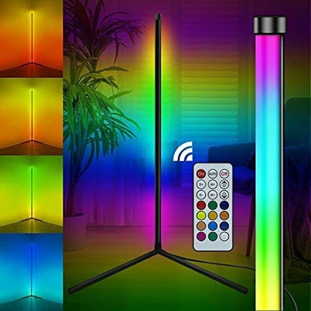 XIIW LED Stehlampe LED Stehleuchten RGB Farbwechsel Stehlampe Dimmbar 120cm Ecklampe, Dimmbar&Farbauswahl, LED wechselbar, Wohnzimmer Schwarz