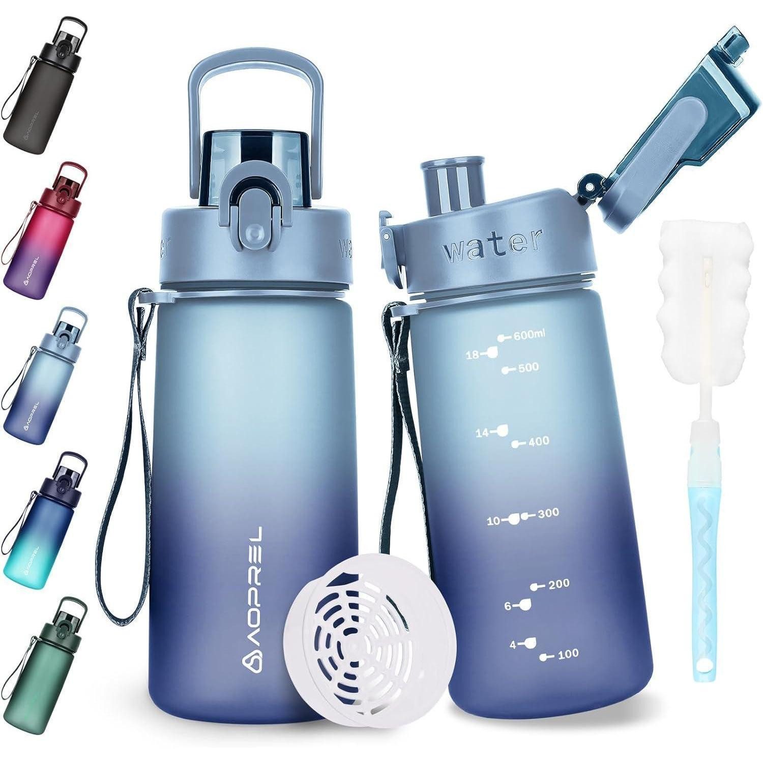LuxusKollektion Trinkflasche Trinkflasche BPAfrei Tritan 600 ml Hellblau Dunkelblau Farbverlauf