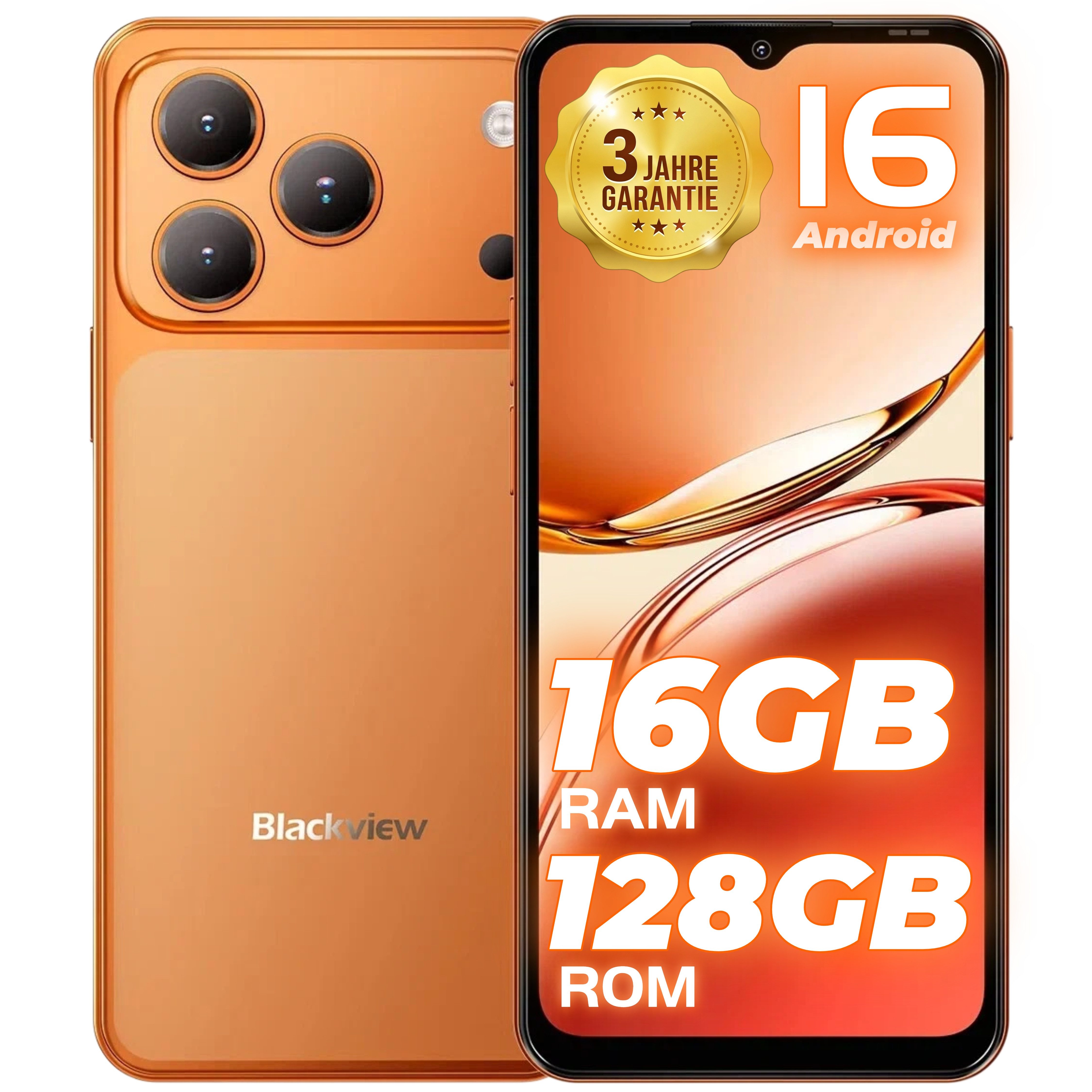 blackview WAVE 7C 6,56-Zoll HD+ IPS Handy Ohne Vertrag,16GB+128GB/2TB Android 16 (6,56 Zoll, 128 GB Speicherplatz, 32 MP Kamera, 5000mAh Simlockfreie Handy, 32MP+13MP KI Kamera, 4G Dual SIM/Face ID)