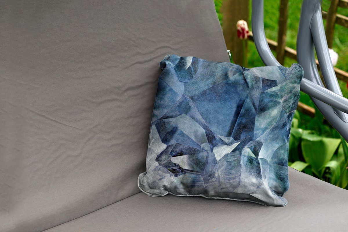 Kissenbezüge, Dekokissen der eines Innere Outdoor Dekokissen, blauen Das Kristalls aus Kissenhülle, Natur, Dekokissenbezug, MuchoWow