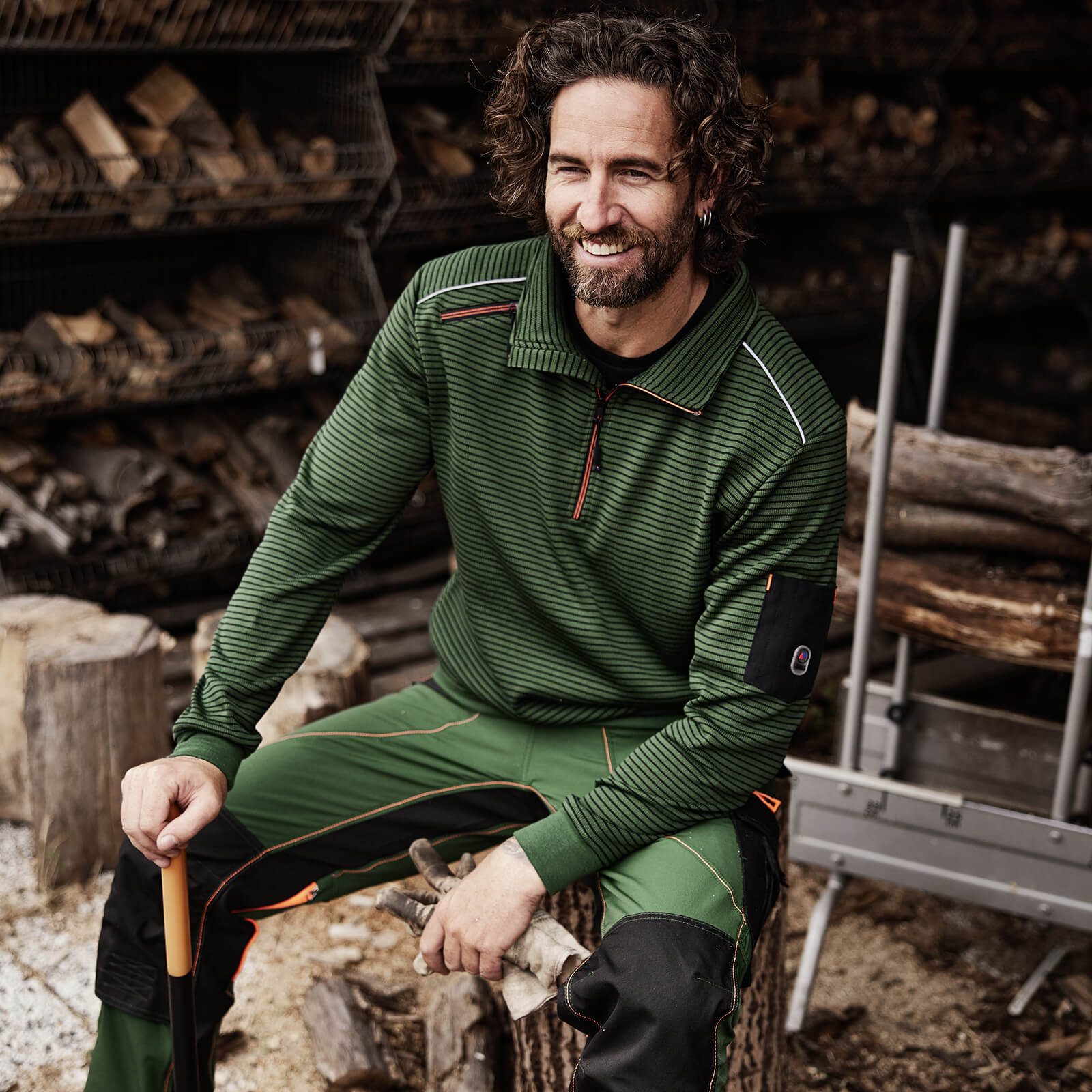 Terrax Workwear Troyer 80675 Herren Stricktroyer Troyer-Pullover mit kontrastfarbenen Details