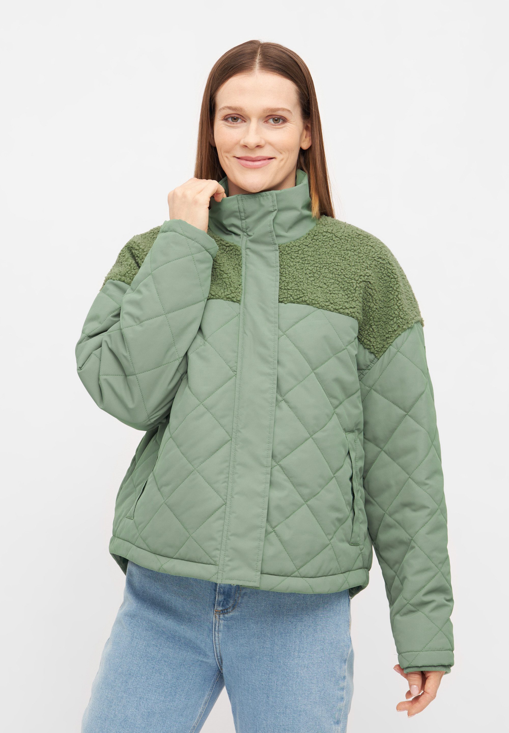 Derbe Fleecejacke Quiltholm gesteppt, Fleece im oberen Anteil, silberne Details