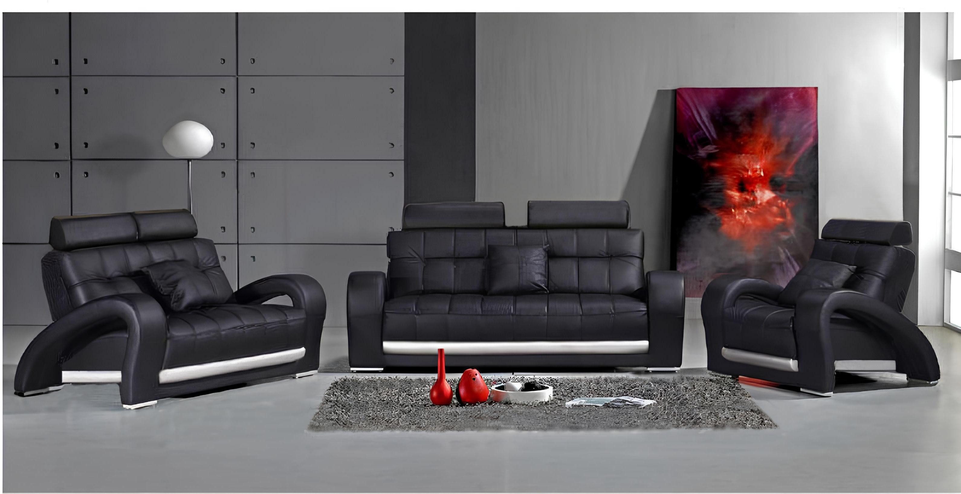 Xlmoebel Polstergarnitur Ledersofa B2023 in modernem Design mit elegantem Erscheinungsbild, (Polstergarnitur, 3-tlg., Sofa B2023), Hergestellt in Europa