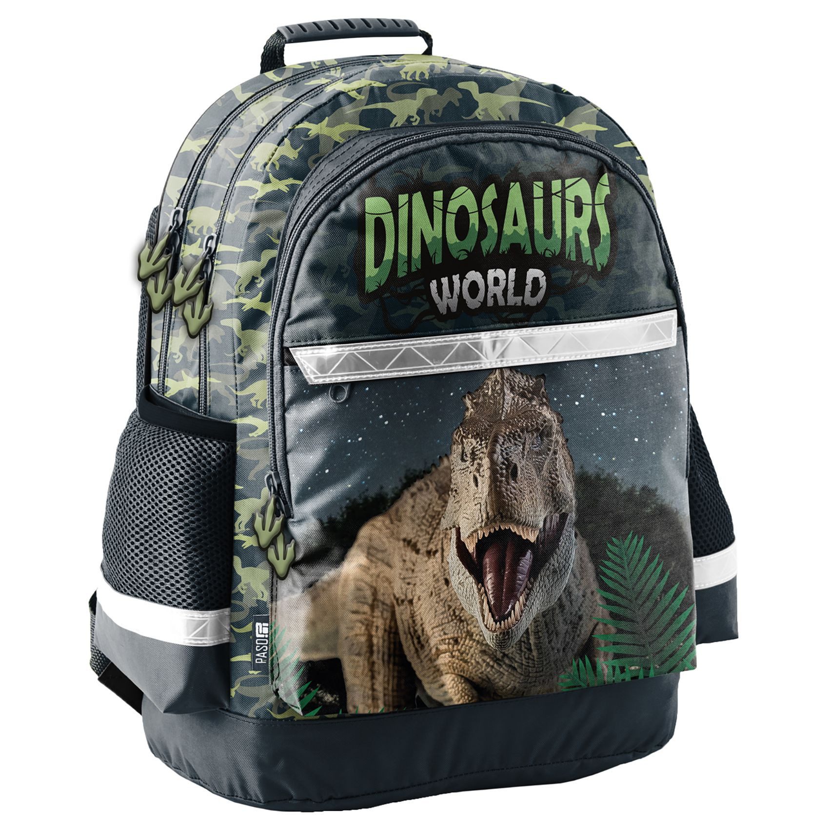 PASO Schulrucksack mit Turnbeutel, befüllter Federmappe, Brotdose und Trinkflasche - DINO (5-teilig)