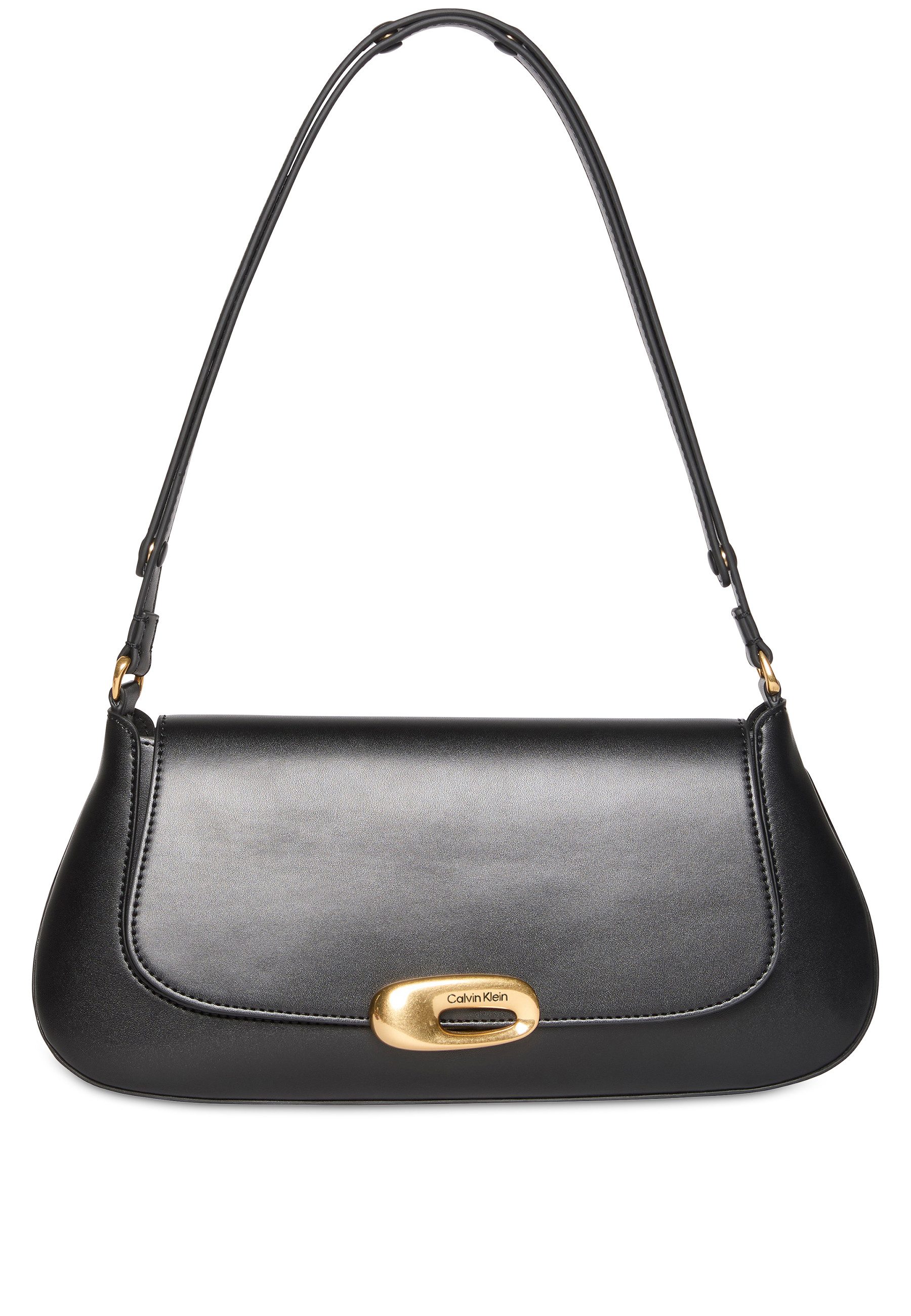 Calvin Klein Schultertasche HARDWARE FLAP SHOULDER BAG, Damen Handtasche, Tragetasche mit eingraviertem Logo