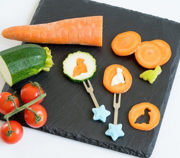 LEKKABOX Ausstechform Ausstecher für Gemüse und Obst und Brot - Dinosaurier, 4er Set - kleine Ausstechformen aus Edelstahl mit Anti-Rutsch Griff