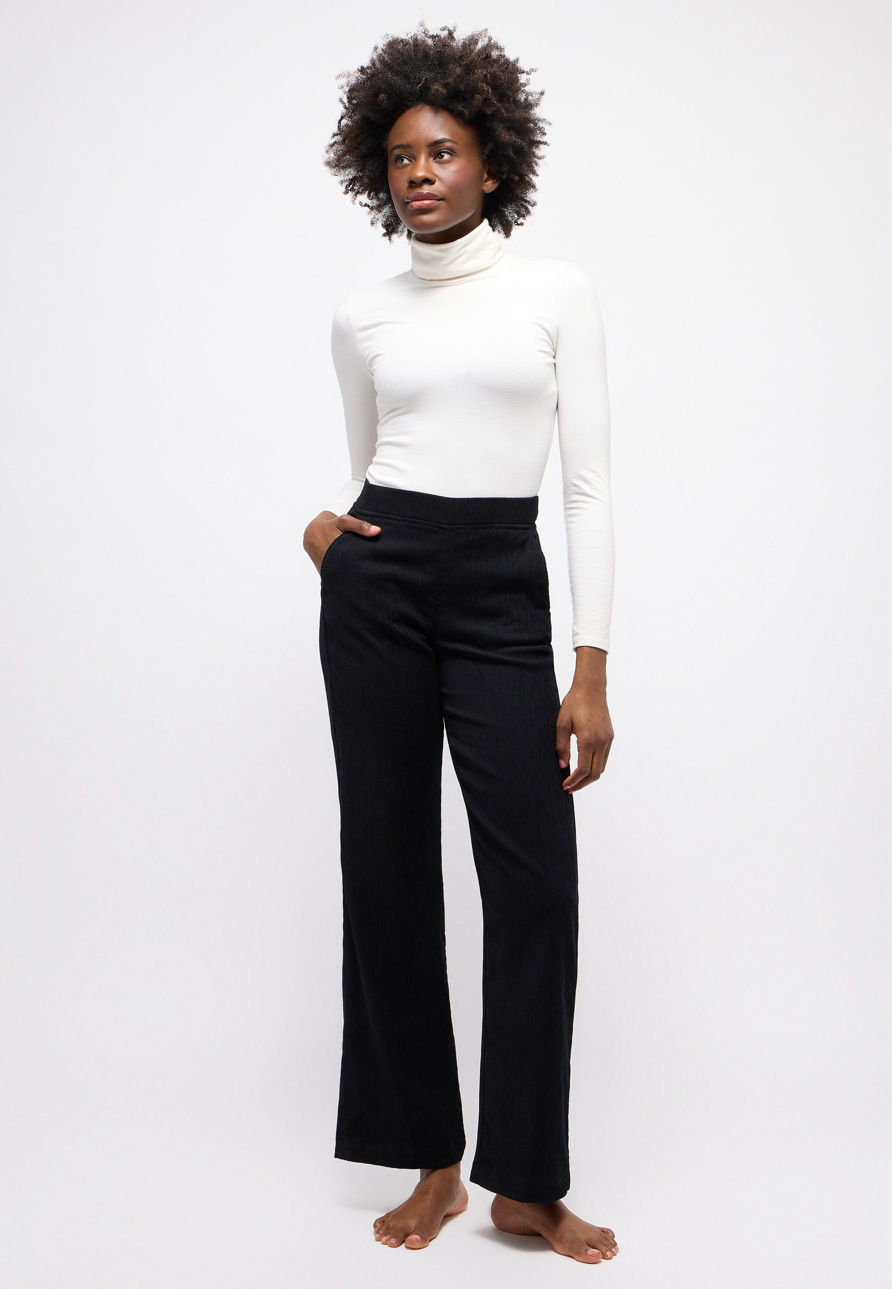 ANGELS Schlupfhose Angels Damen Hose Liz Easy Cordjersey - schwarz (1-tlg)