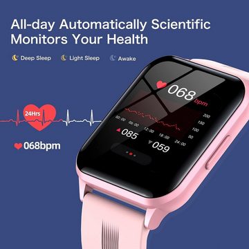 Dwfit Smartwatch (1,69 Zoll, Android, iOS), Pulsmesser Schlafmonitor Musiksteuerung,Wasserdicht Fitness Armbanduhr