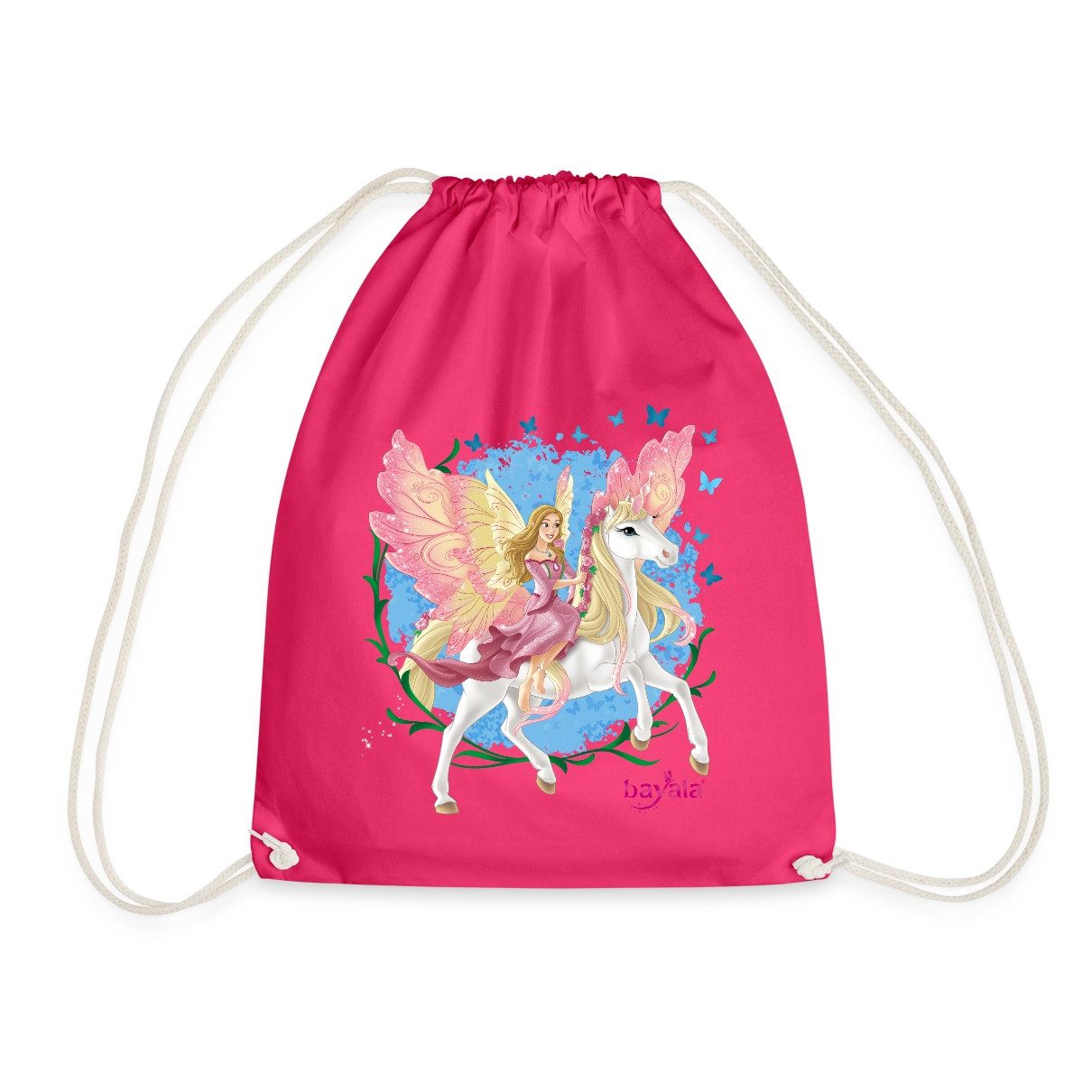Spreadshirt Turnbeutel Schleich Bayala Elfe Feya Reitet Pegasus-Einhorn Turnbeutel (1-tlg)