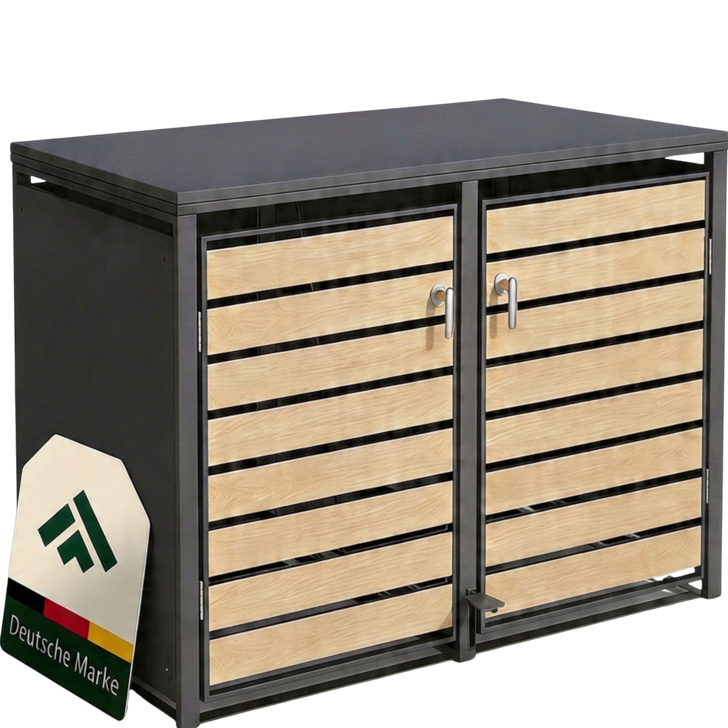 NovaTerra Mülltonnenbox Mülltonnenverkleidung mit 2/3/4 Türen für 240L Tonnen anthrazit, Holzoptik