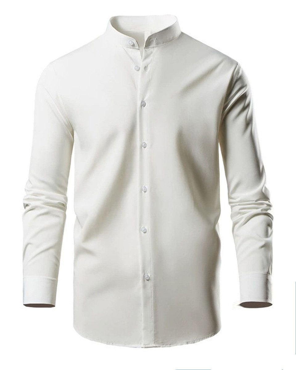 Allthemen Langarmhemd Herren Uni Stehkragenhemd Slim günstig online kaufen