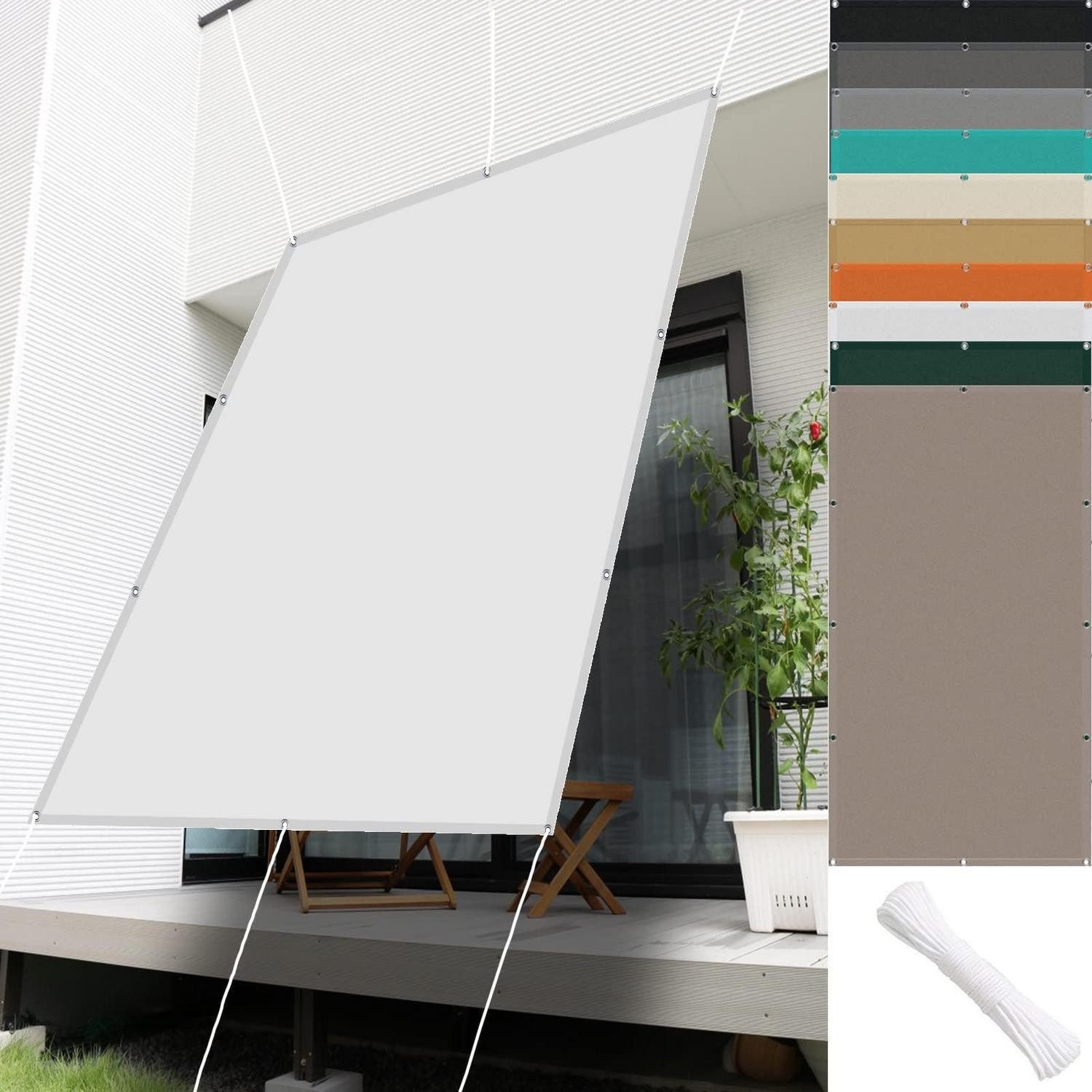 LuxusKollektion Seilspannsonnensegel Sonnensegel Rechteck 0.9 x 5.5m UV-Schutz Polyester Weiss