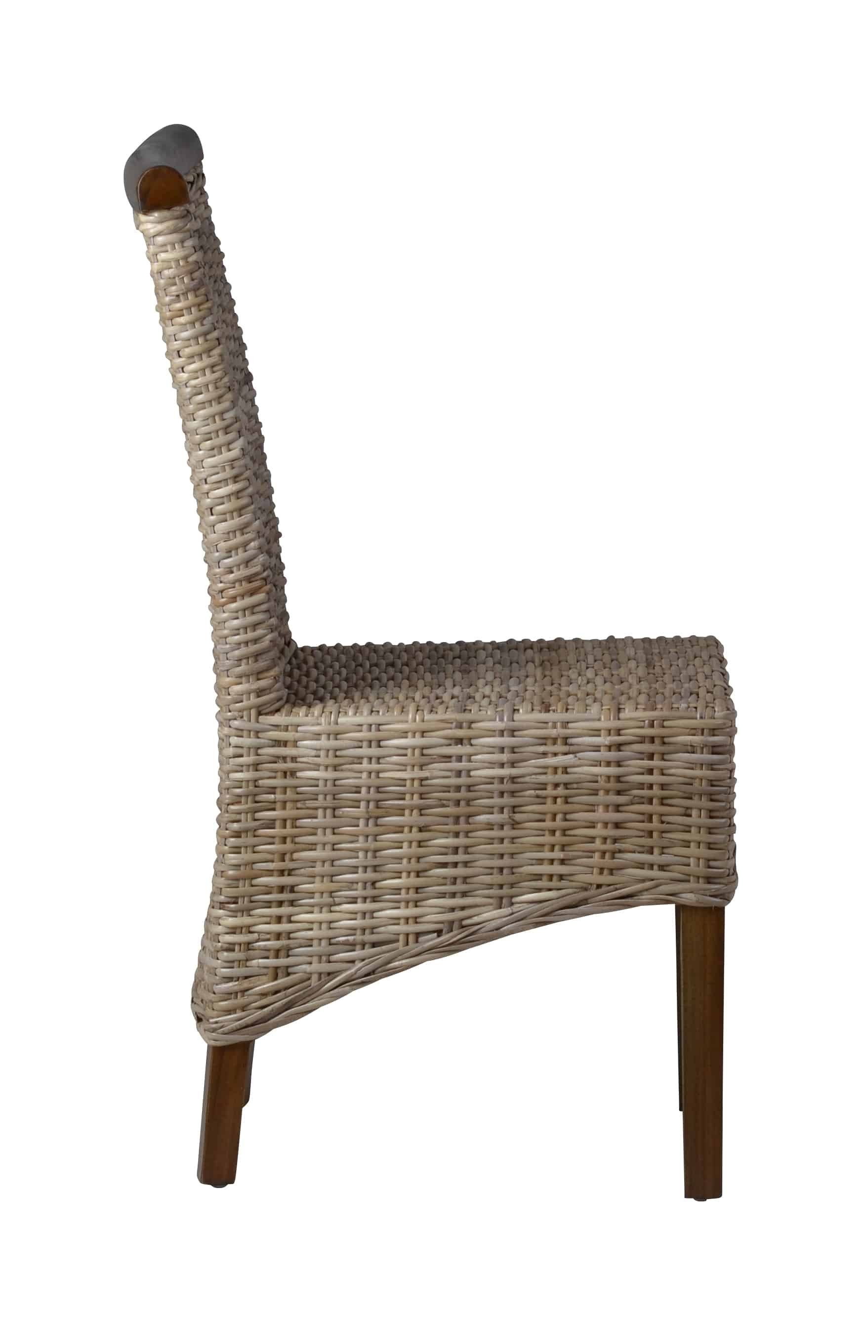 MiaMöbel Rattanstuhl Rattan, aus Kubu Rattan (Koboo grey) Grau