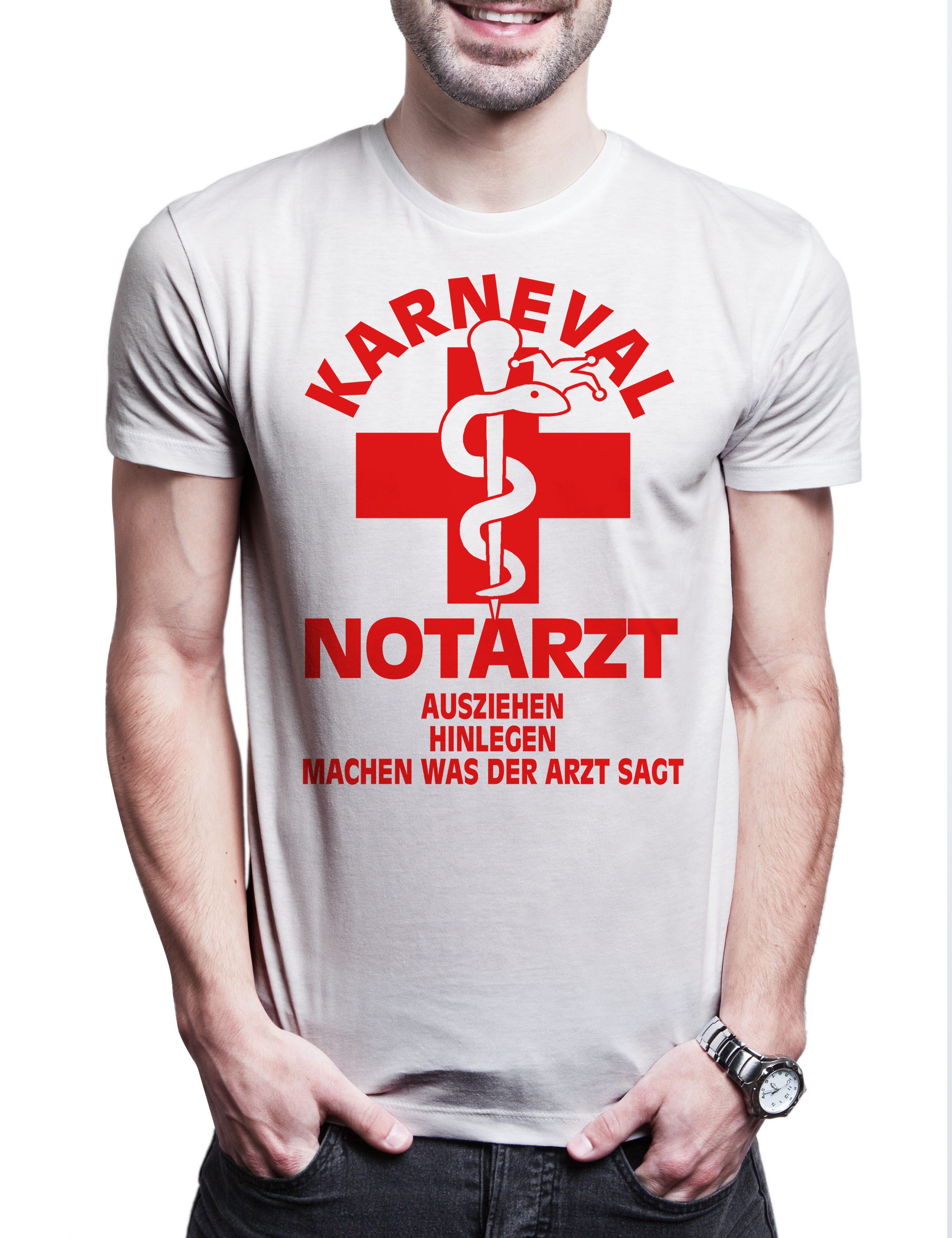 Print-Shirt Karneval Notarzt Herren T-Shirt Arzt Kostüm Fasching Karneval