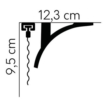 PROVISTON Stuckleiste Polystyrol, 95 x 123 x 2000 mm, Weiß, Vorhangleiste, Indirektes Licht