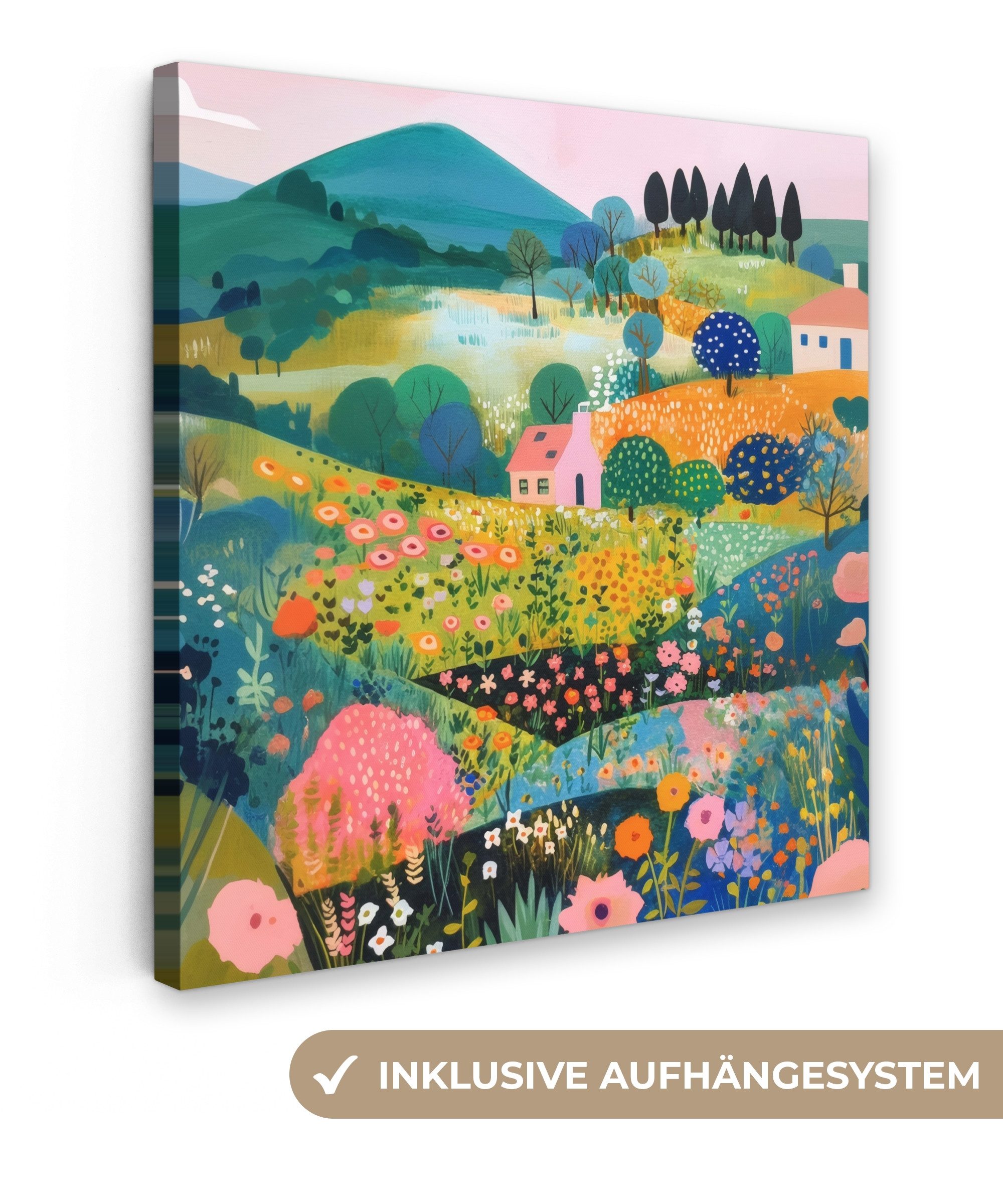 OneMillionCanvasses® Leinwandbild Hügellandschaft - Fantasievoll - Farbkont günstig online kaufen