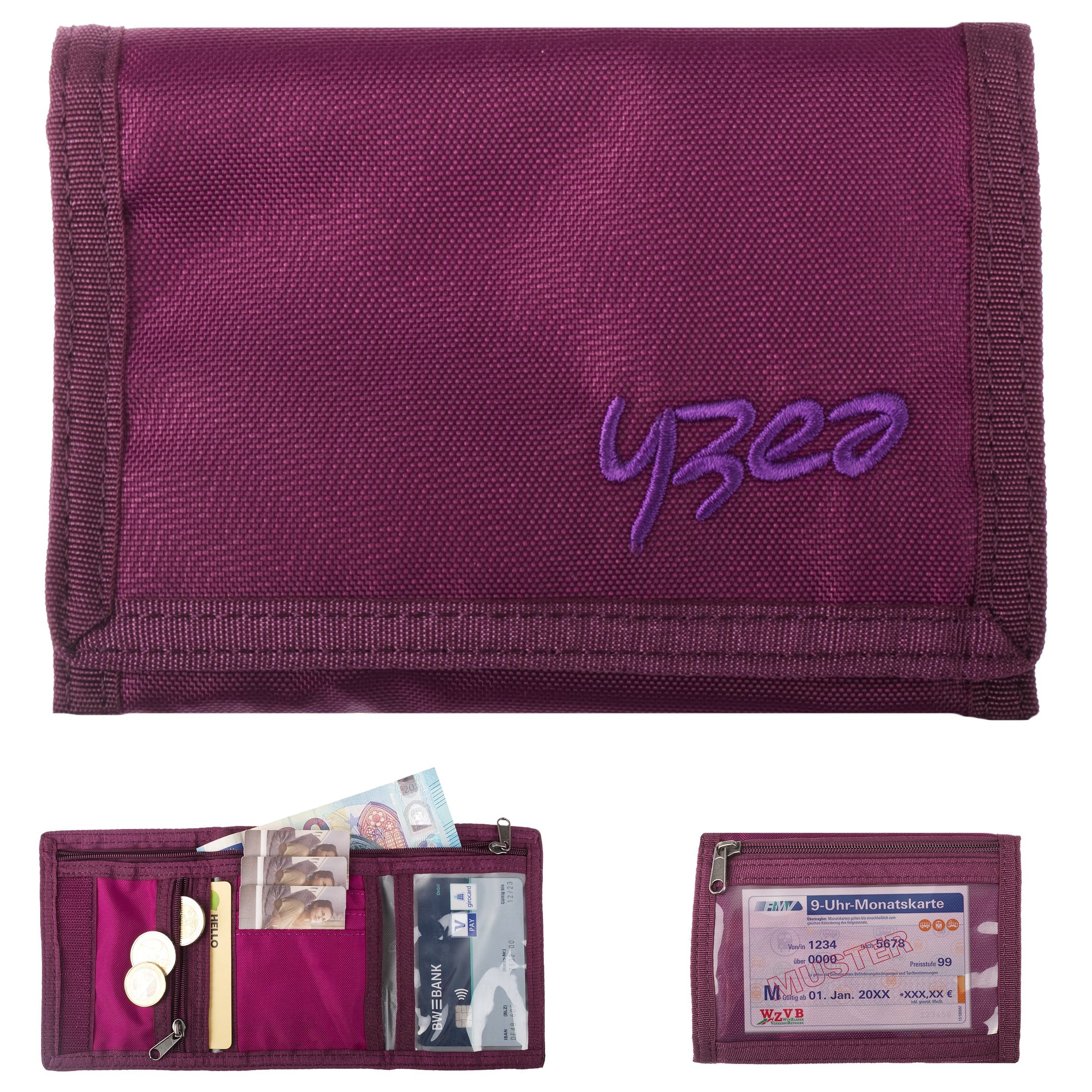 yzea® Geldbörse Schülerbörse Klettbörse Schüler Börse Geldbeutel, Portemonnaie Wallet mit Schlüsselkette Schule Kinder + Trinkflasche