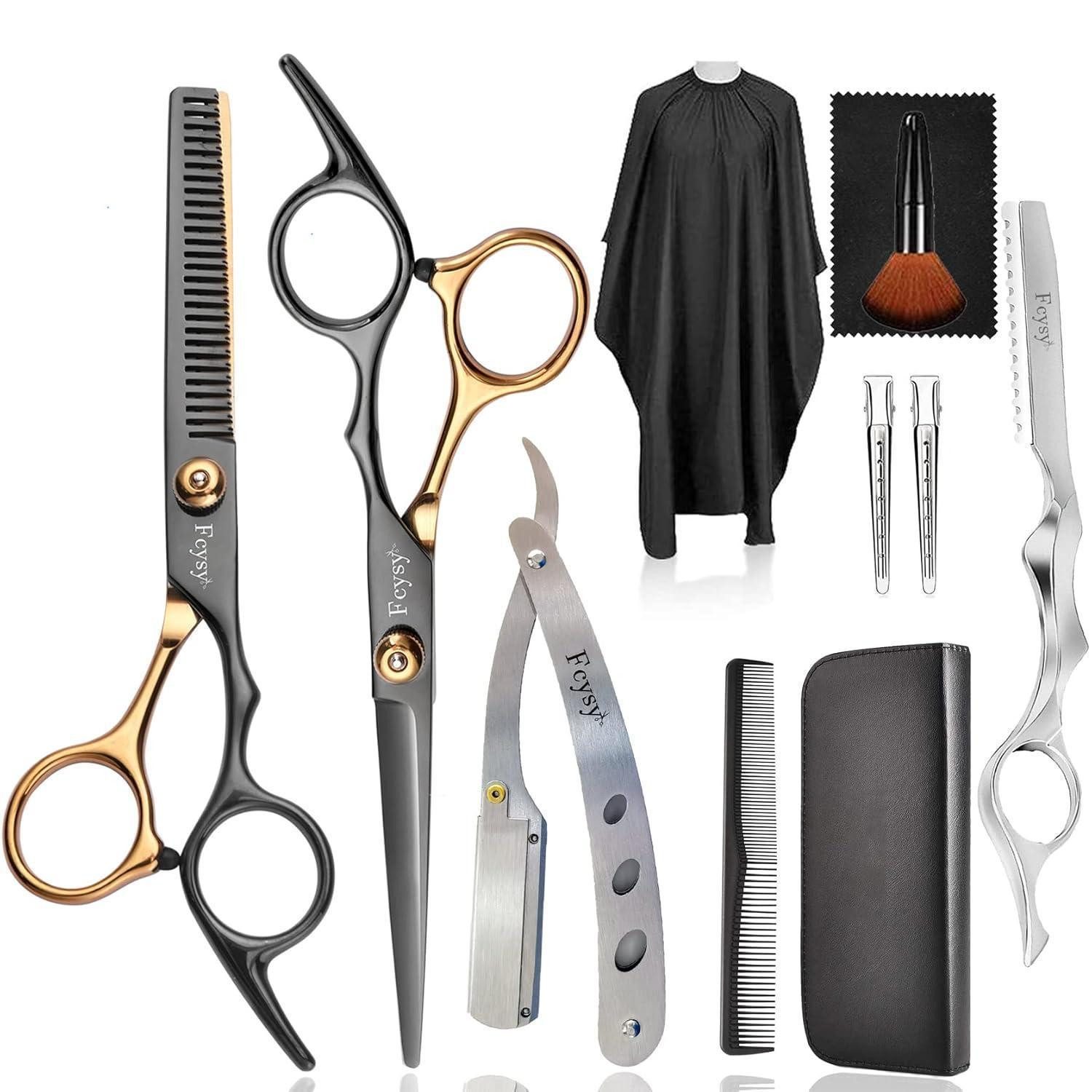 Fcysy Scheren-Set Friseurschere Haarschneideschere Effilierschere Set 11 Stk Profi
