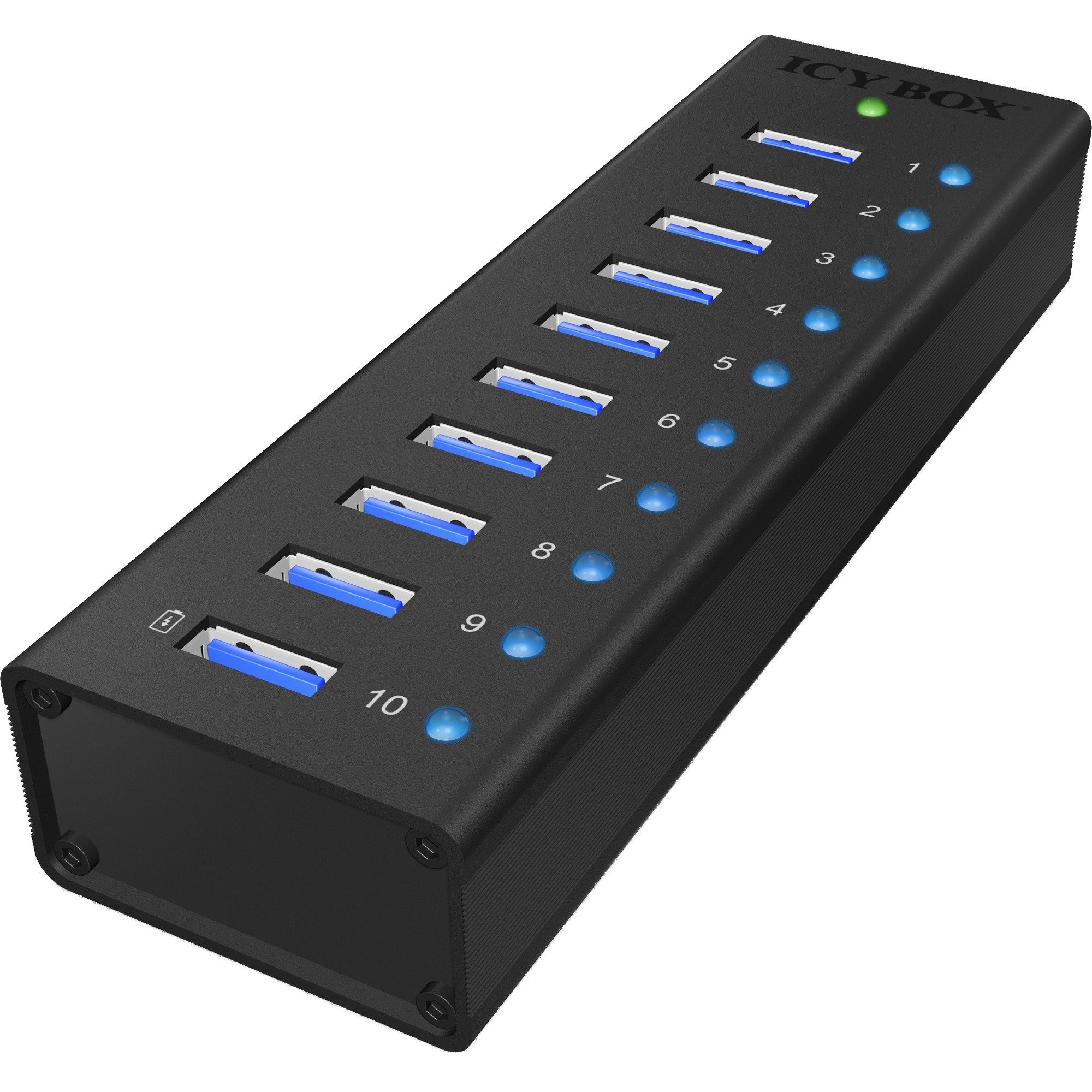 ICY BOX ICY BOX IB-AC6110, USB-Hub, (10x USB 3.0, inkl. Computer-Adapter