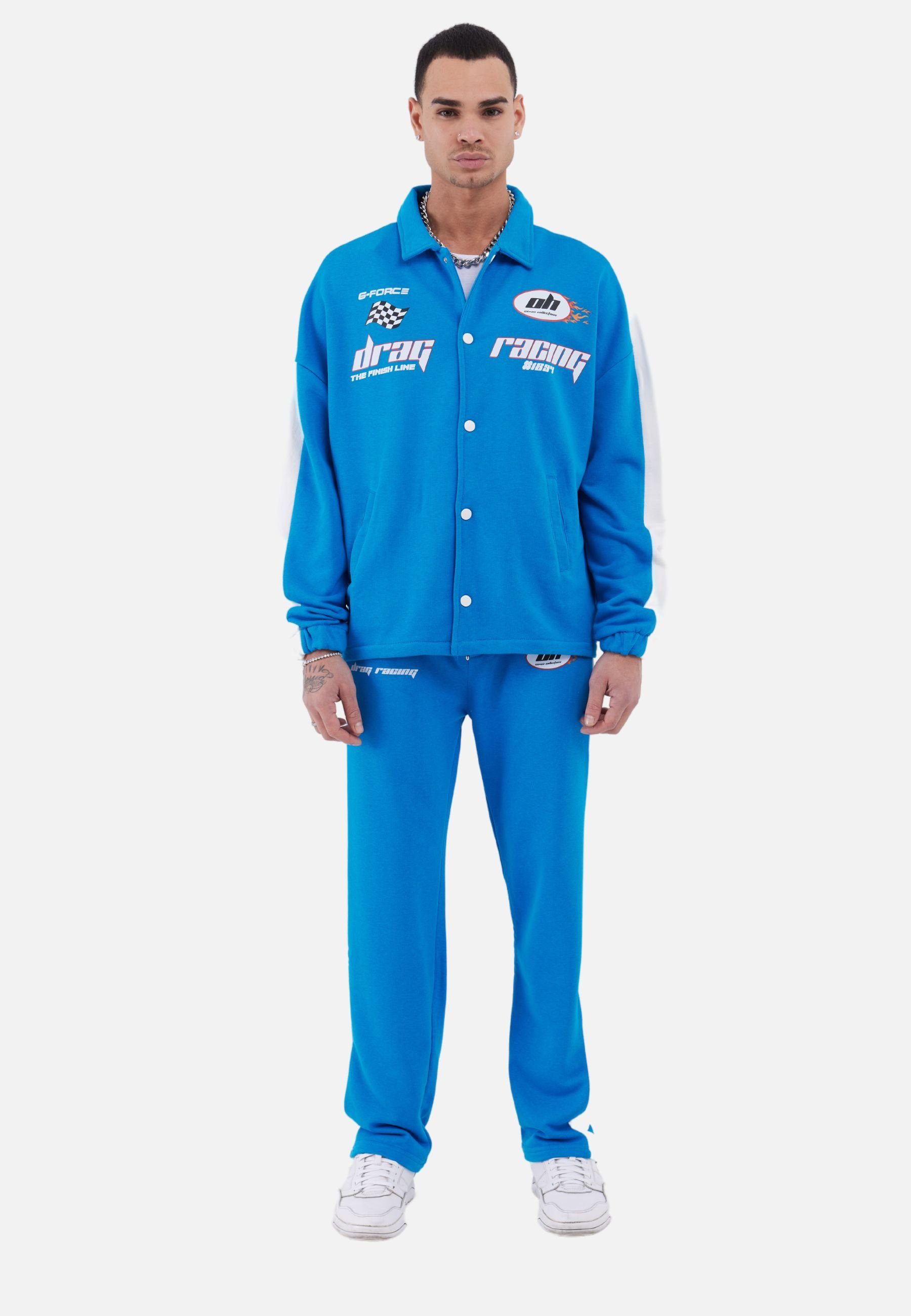 OSSY HOMER Trainingsanzug Set Drag Racing Freizeit Unisex Oversize Blau