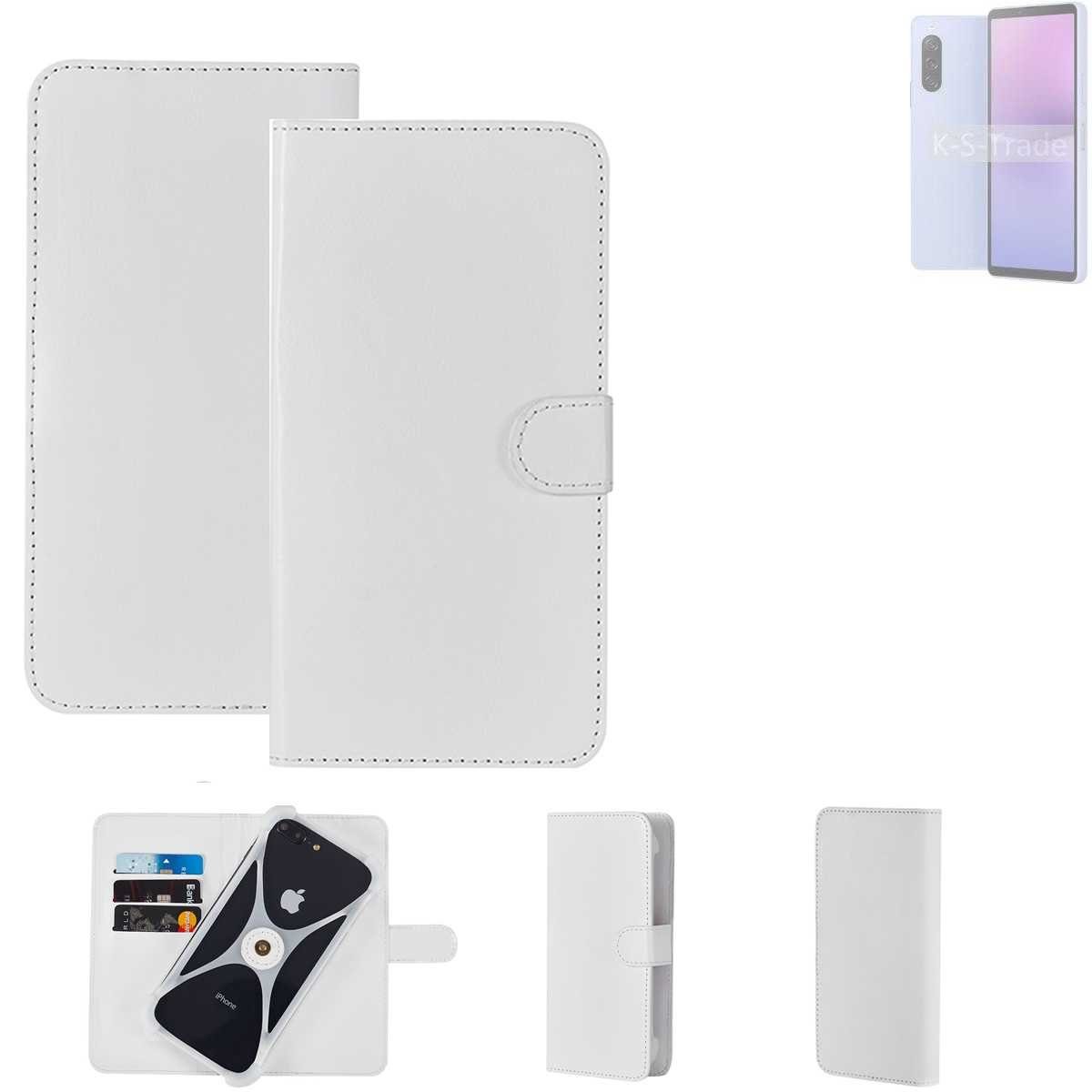 K-S-Trade Handyhülle für Sony Xperia 10 V, Handy Hülle Schutz Hülle Cover Case Bookstyle Bumper weiß 1x