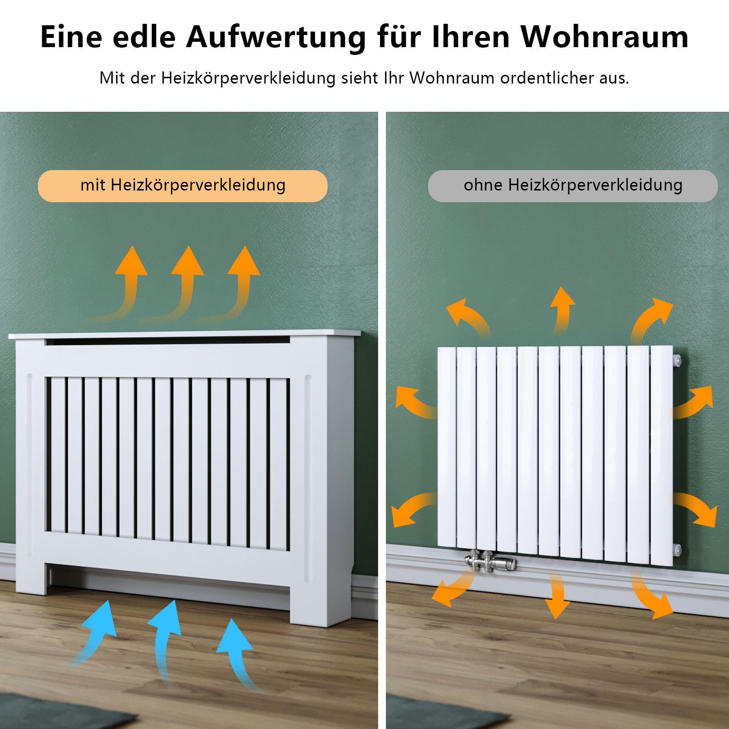 SONNI Heizungsverkleidung Heizkörperverkleidung weiß Kreuzgitter Heizkörperabdeckung – Bild 4 von 5