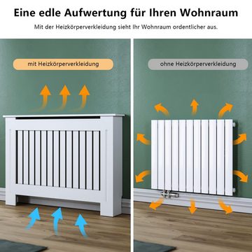 SONNI Heizungsverkleidung Heizkörperverkleidung weiß Heizkörperabdeckung, Breite: 152cm / 172cm, Zubehör für Wandmontage