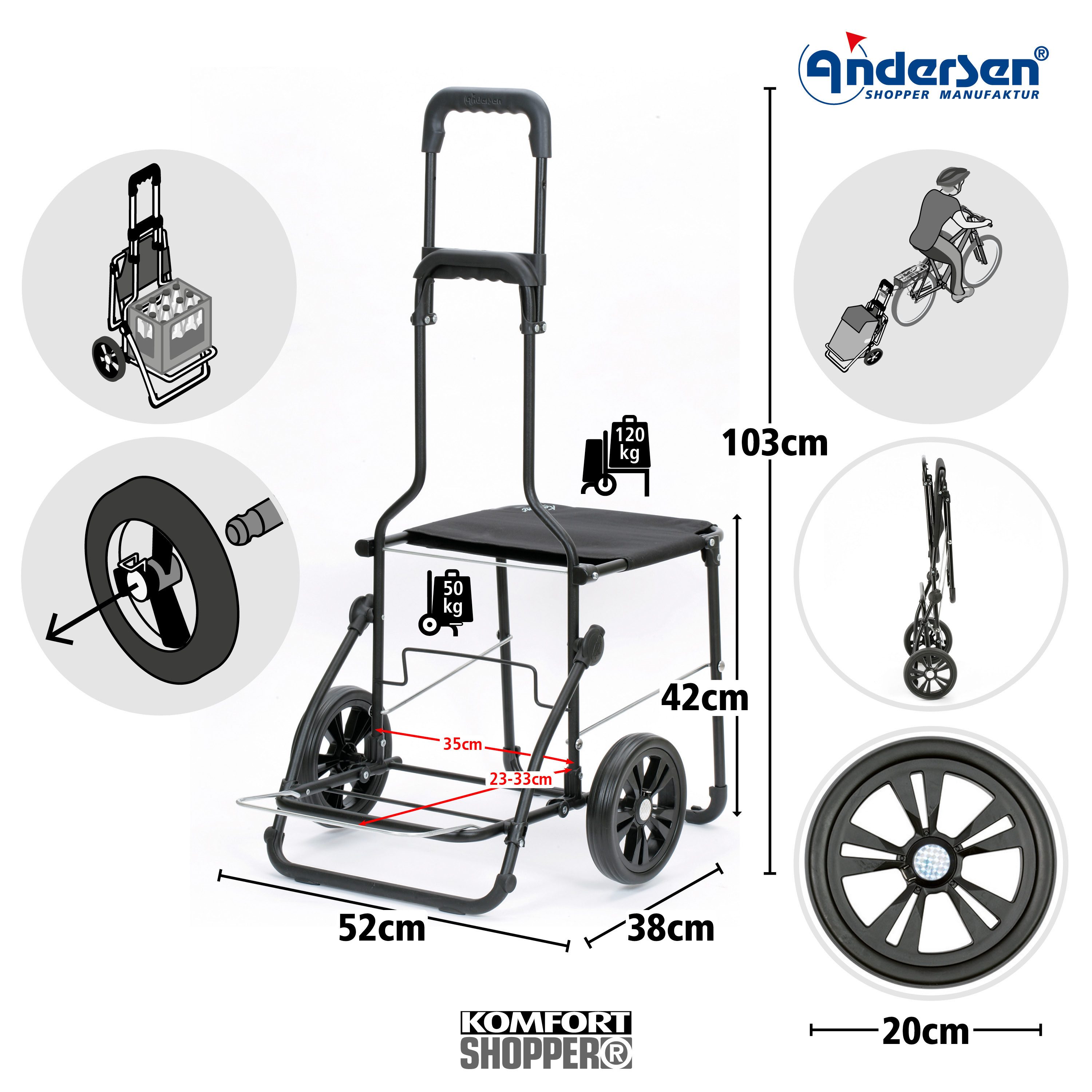 Andersen Einkaufsshopper Komfort Shopper mit Tasche günstig online kaufen