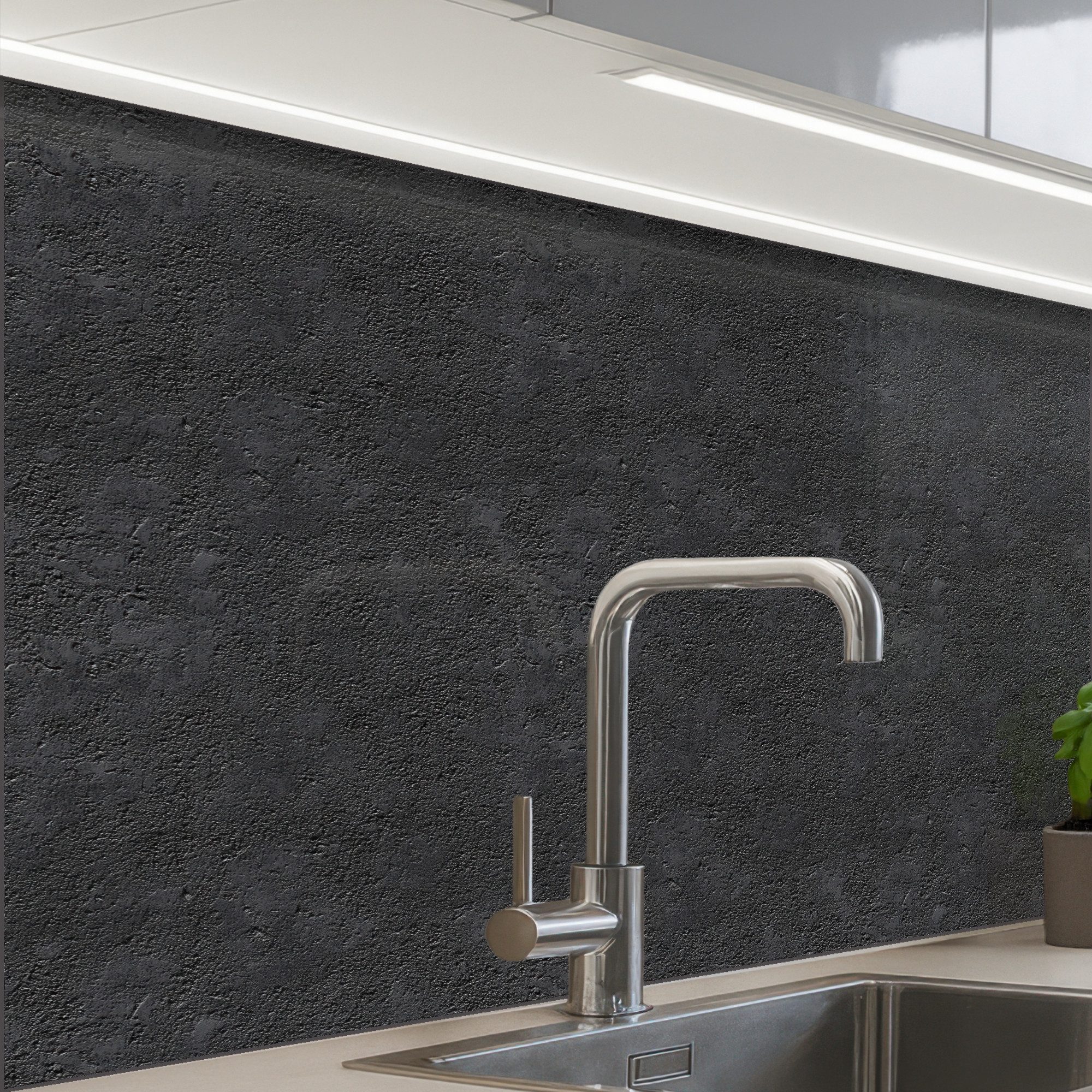KitchenYeah Küchenrückwand Muster selbstklebend (keine Folie) Dunkelgrau - Asphalttextur - Rauh, (1-tlg), Spritzschutz, Küche, Rückwand, Küchenwand, Küchenfront, 30x20 cm
