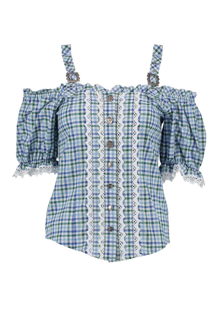 OS Trachten Trachtenbluse Zemira Tailliert, Bluse mit Trägern, Puffärmel, S günstig online kaufen