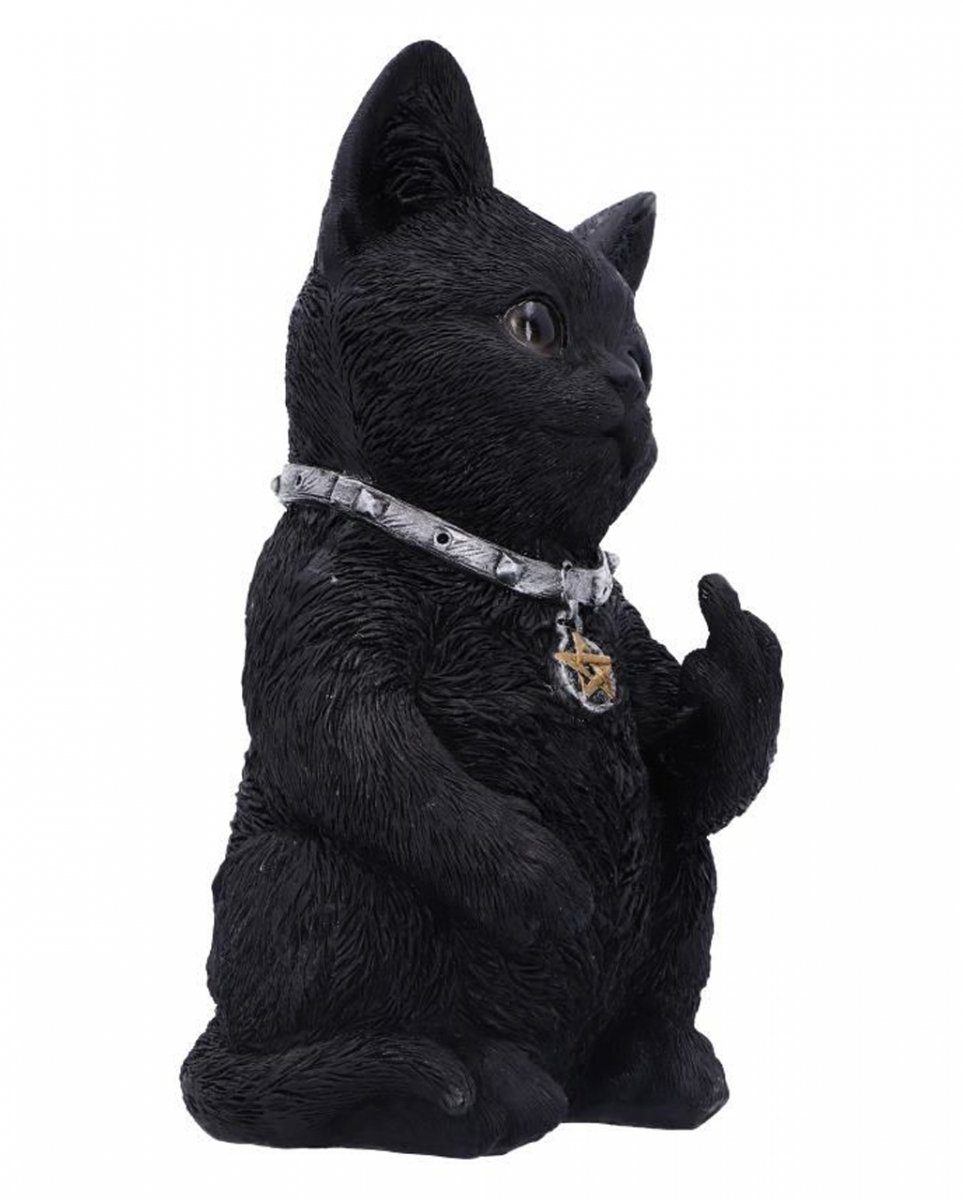 Cattitude als Horror-Shop zeigt Freche Goth Katze Dekofigur Mittelfinger