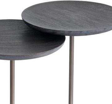 Casa Padrino Beistelltisch Luxus Beistelltisch Set Grau / Bronze Ø 35 cm - Runde Marmor Tische - Luxus Möbel