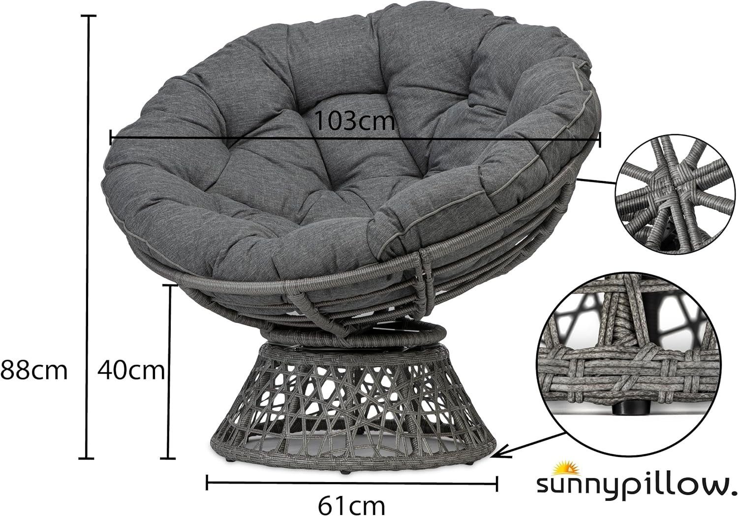sunnypillow Rattanstuhl Papasansessel, Rattansessel mit Kissen rund Durchme günstig online kaufen